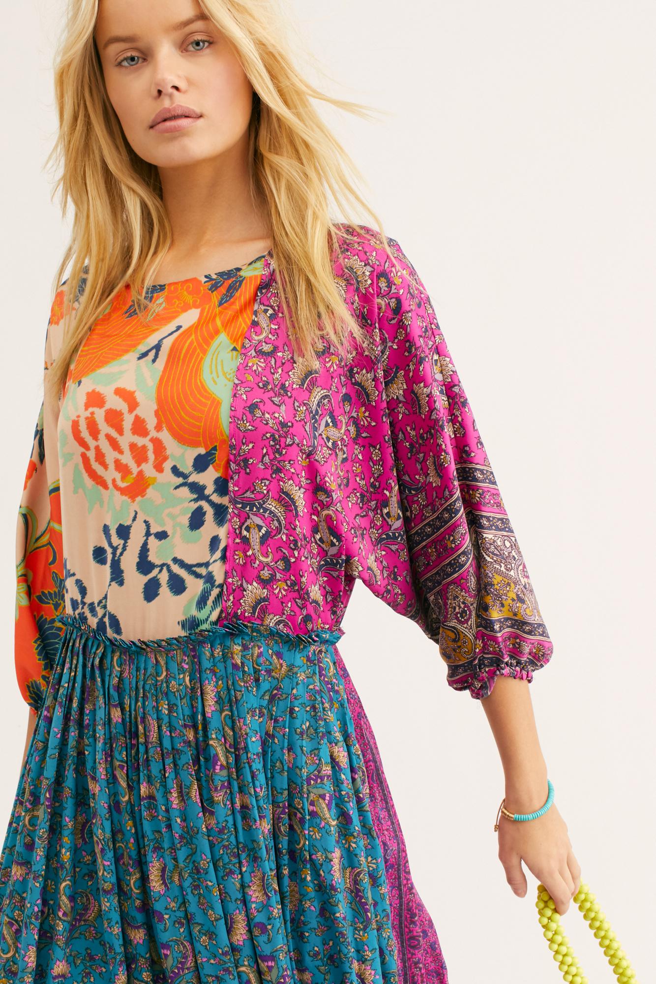 Moeras erger maken invoer Free People What You Want Patchwork Floral Print Maxi Dress | Lyst