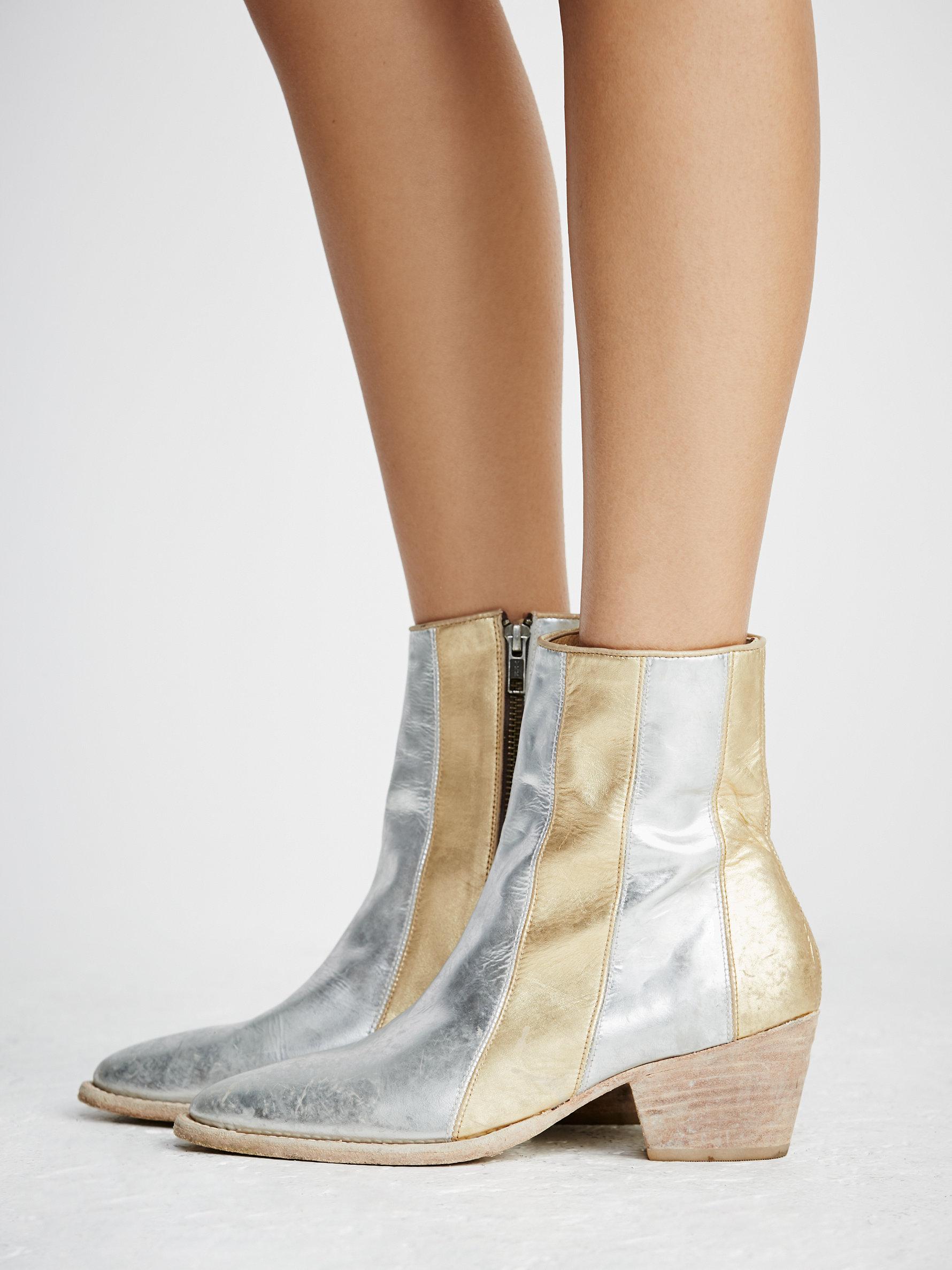 silver and gold boots