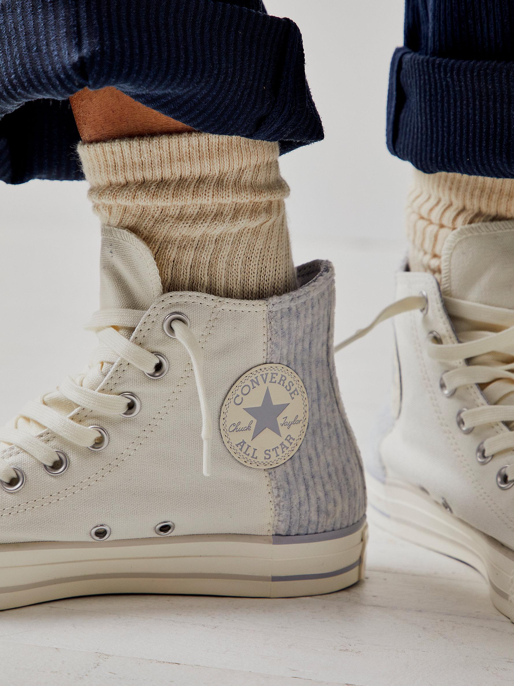 Free People Chuck Taylor All Star Velour Cozy Sneakers in Blue | Lyst