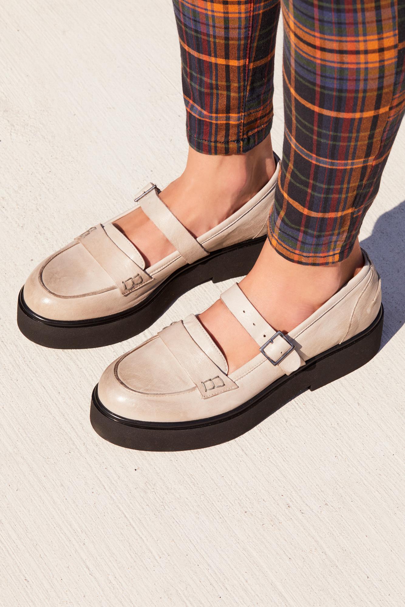 Free People Leather Pearl Street Penny Loafer By Fp Collection in Grey ...