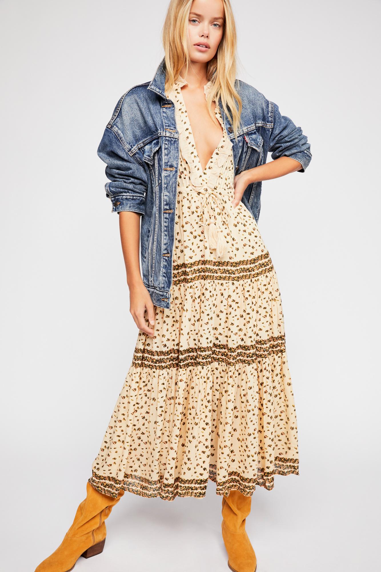 free people rare feeling pleated printed dress