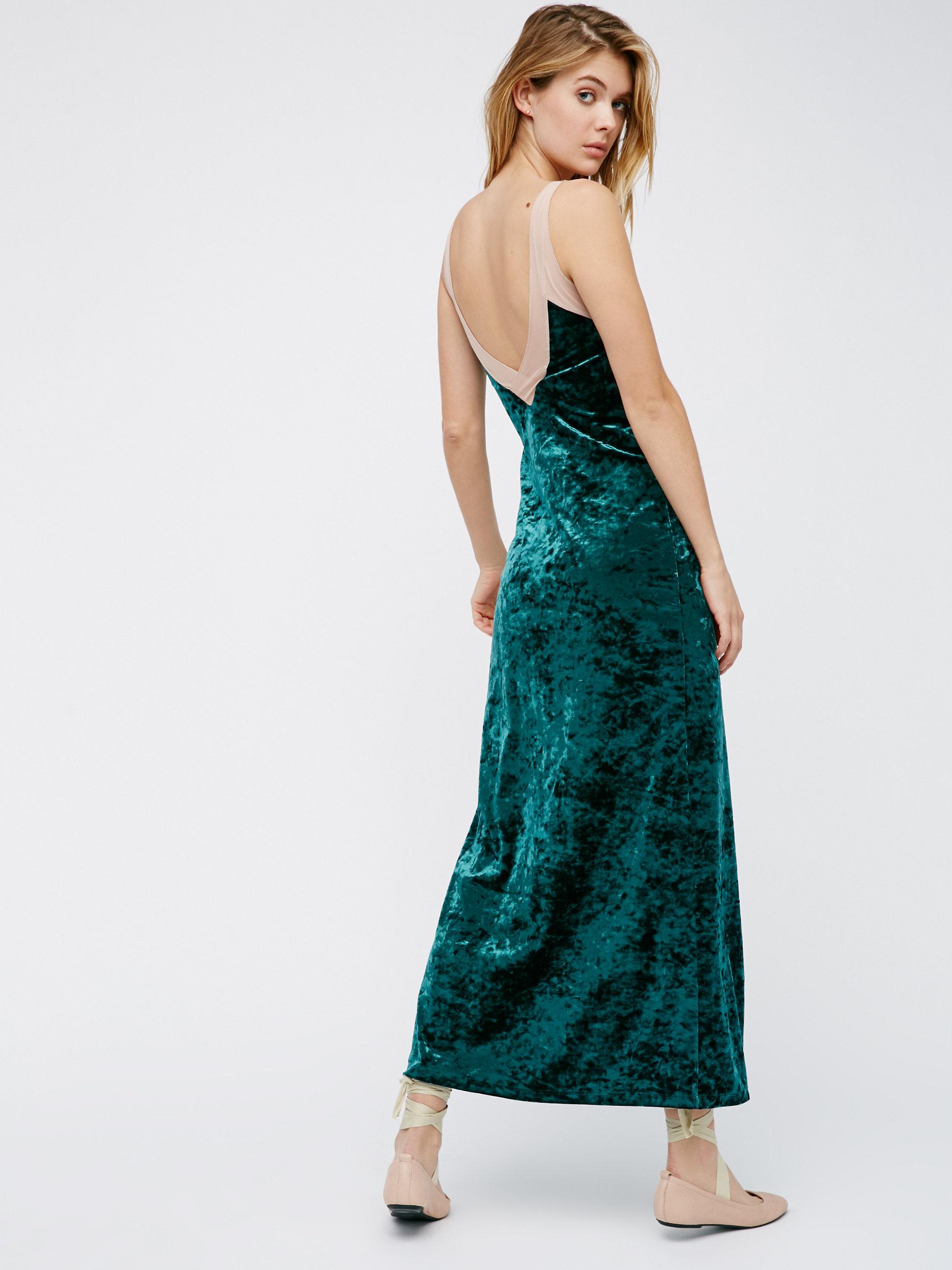 velvet maxi slip dress