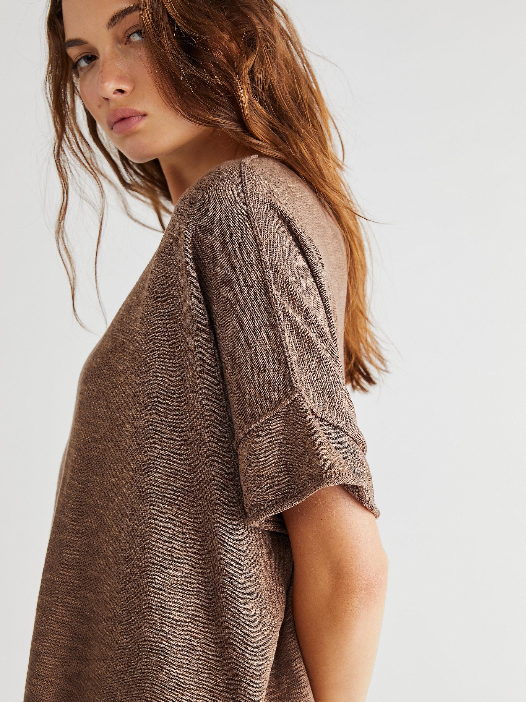 Free People Winnie Sweater Tee in Brown 