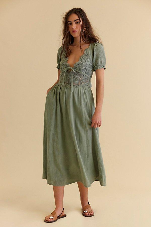 Free People All You Need Is Lace Midi in Green | Lyst