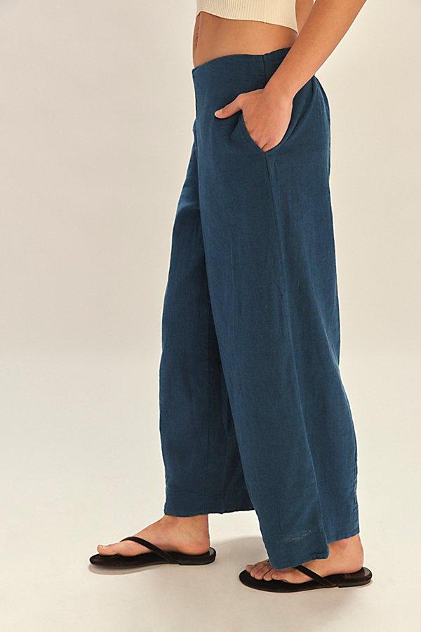 Free People Demi Cotton-Linen Pants in Blue | Lyst