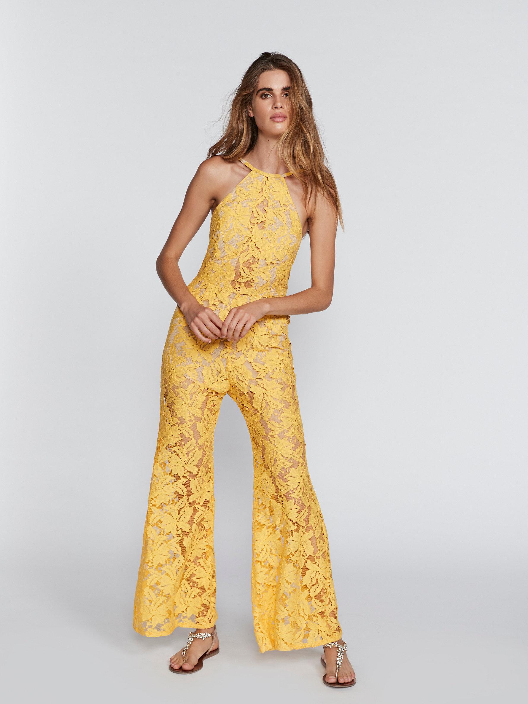 yellow lace jumpsuit