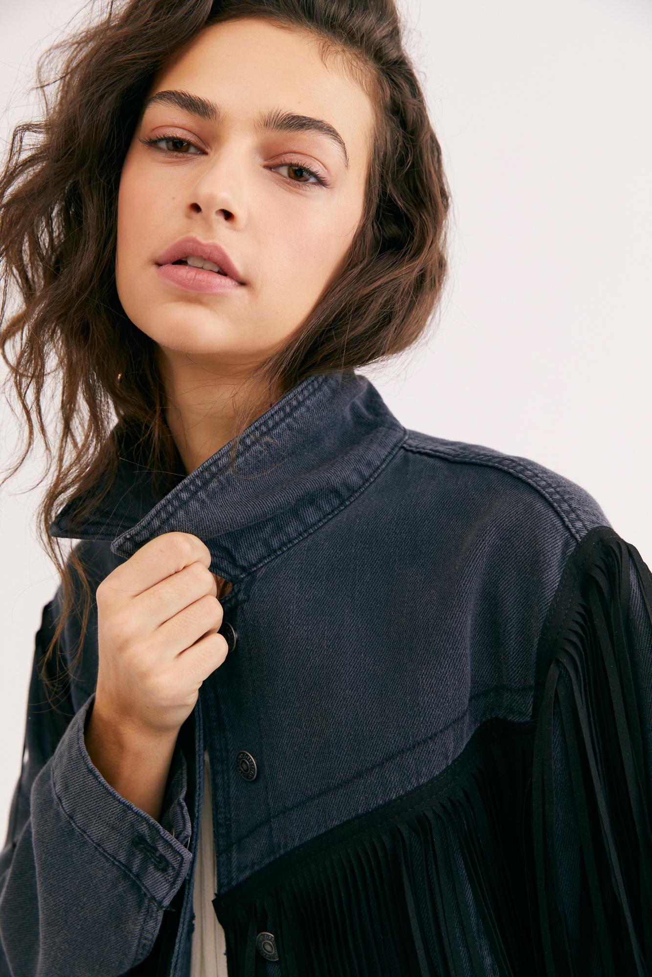 People After Hours Fringe Denim Jacket 