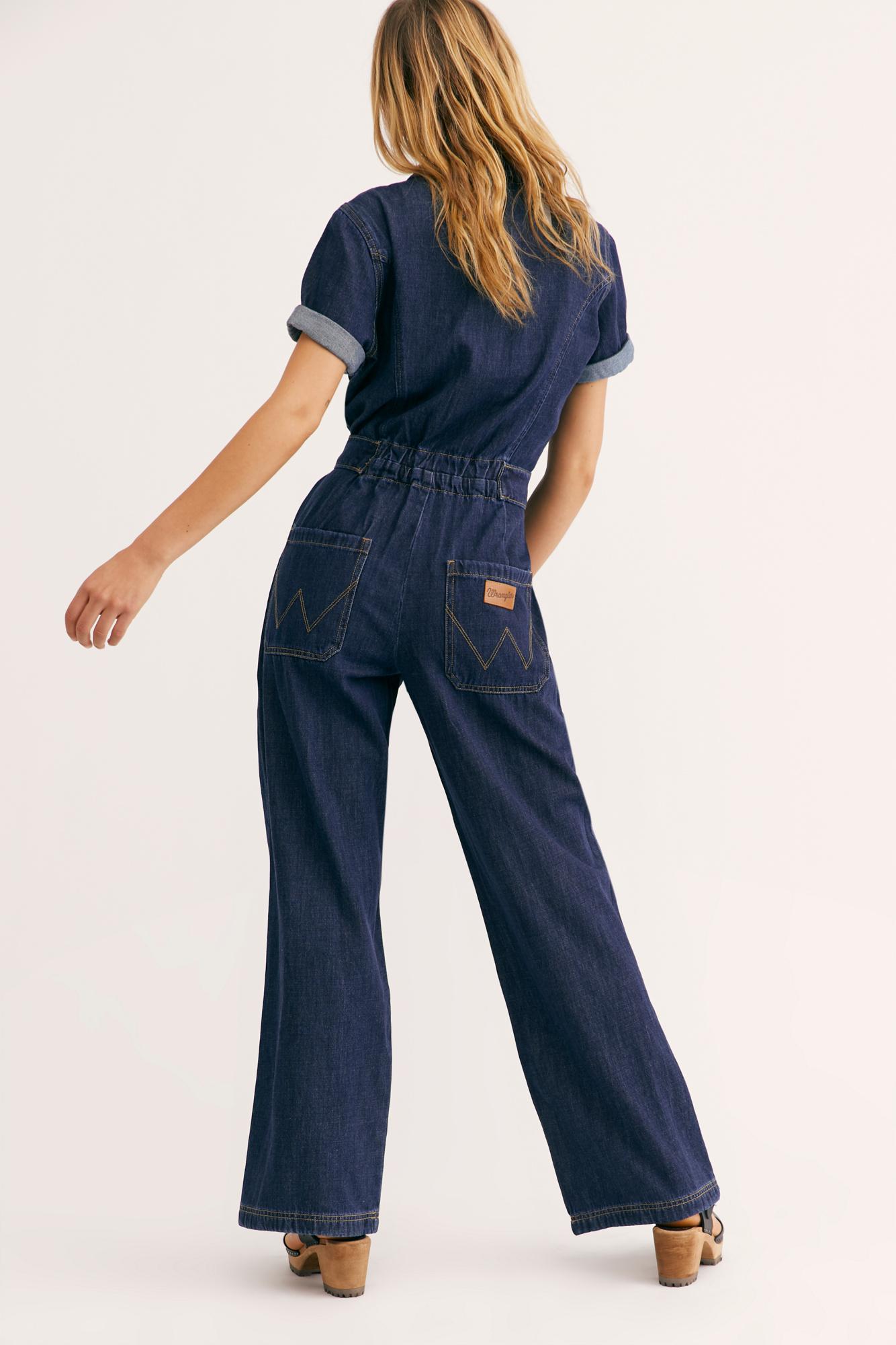 Free People Wrangler Denim Coveralls in Rinse Wash (Blue) - Lyst