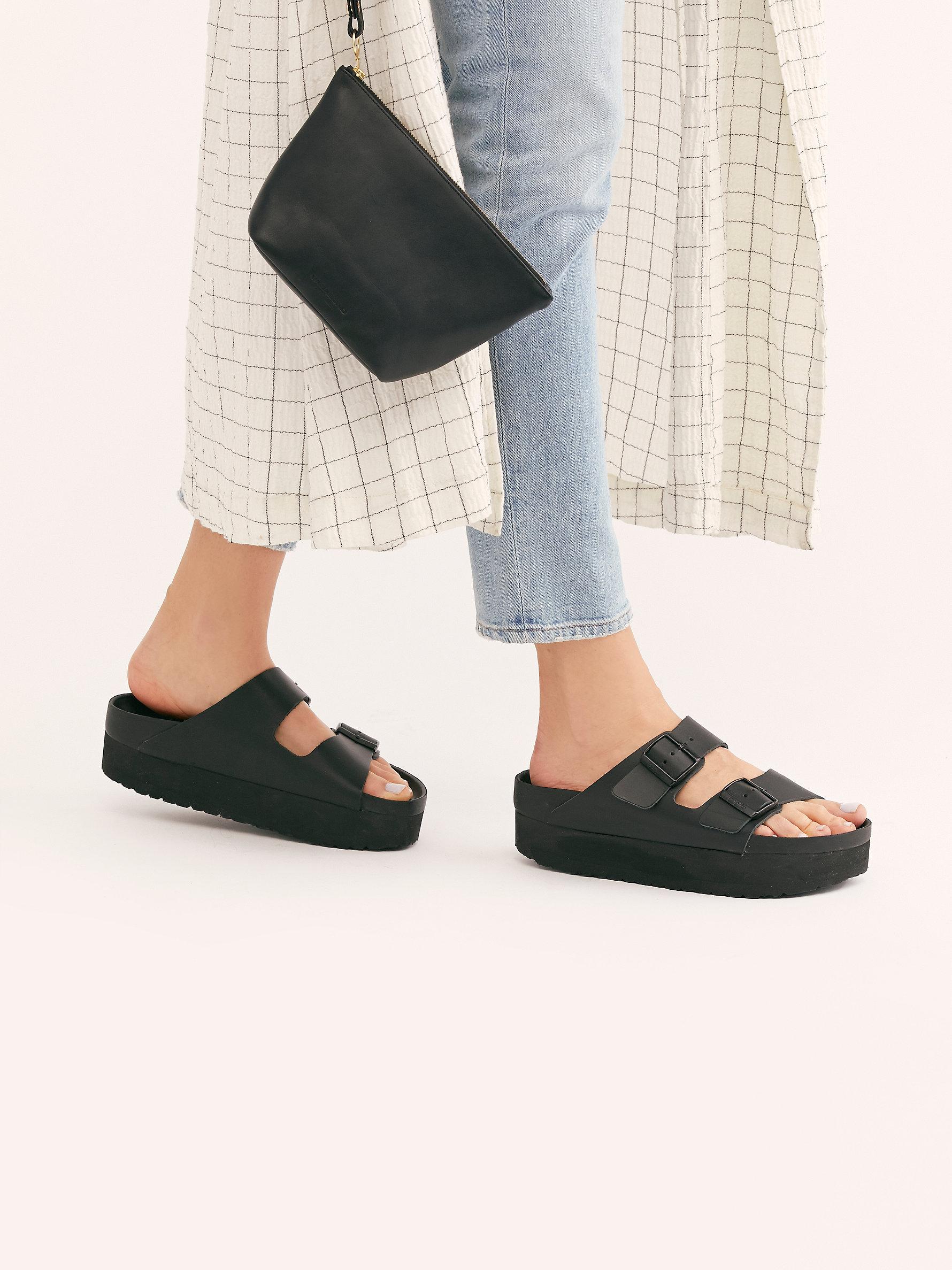 Free People Leather Arizona Platform Exquisite Birkenstock Sandals in Black  | Lyst