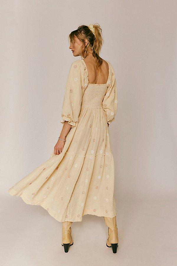eva embroidered maxi dress Baltic Born Womens Eva Embroidered Maxi Dress | White + Gold