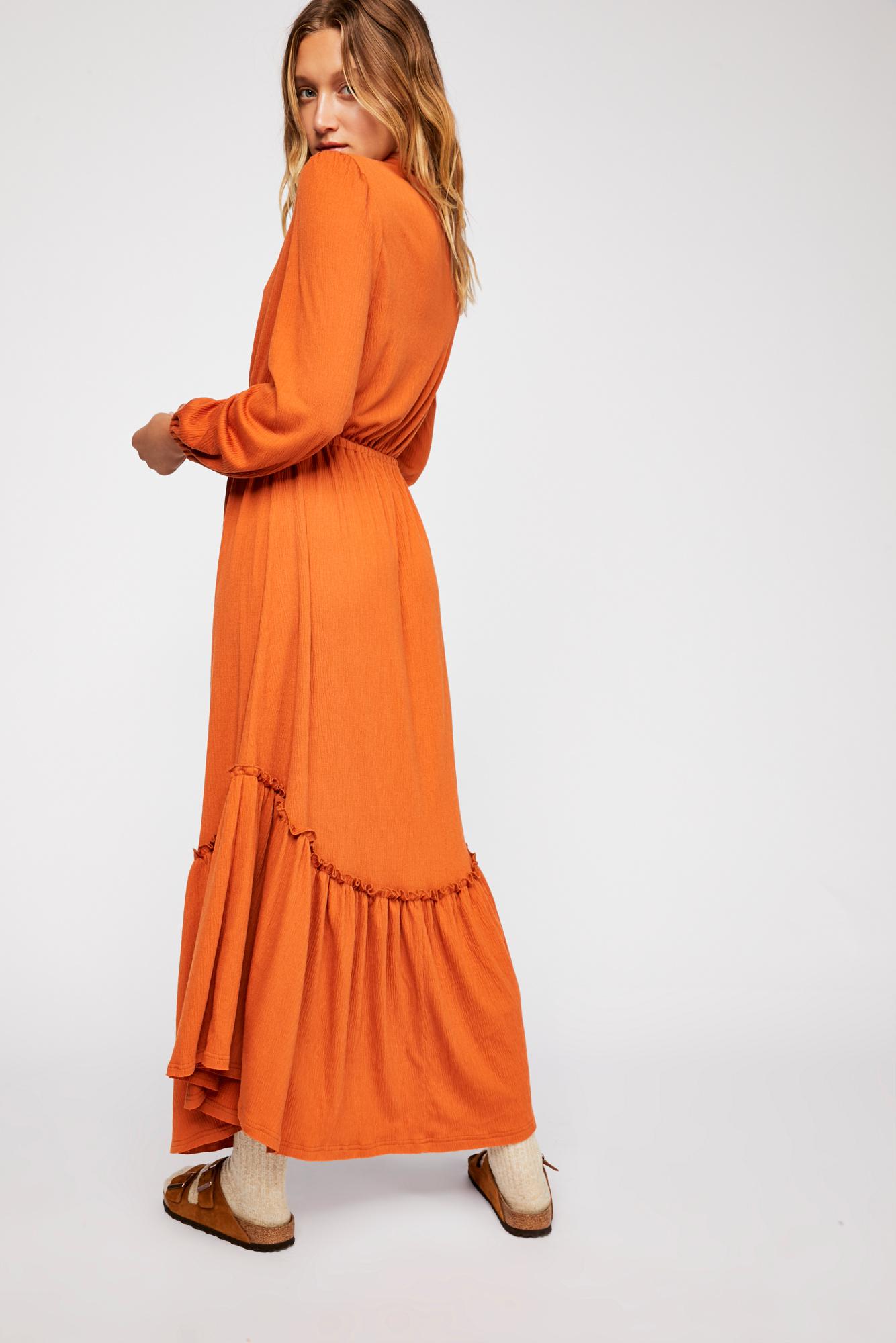free people orange maxi dress