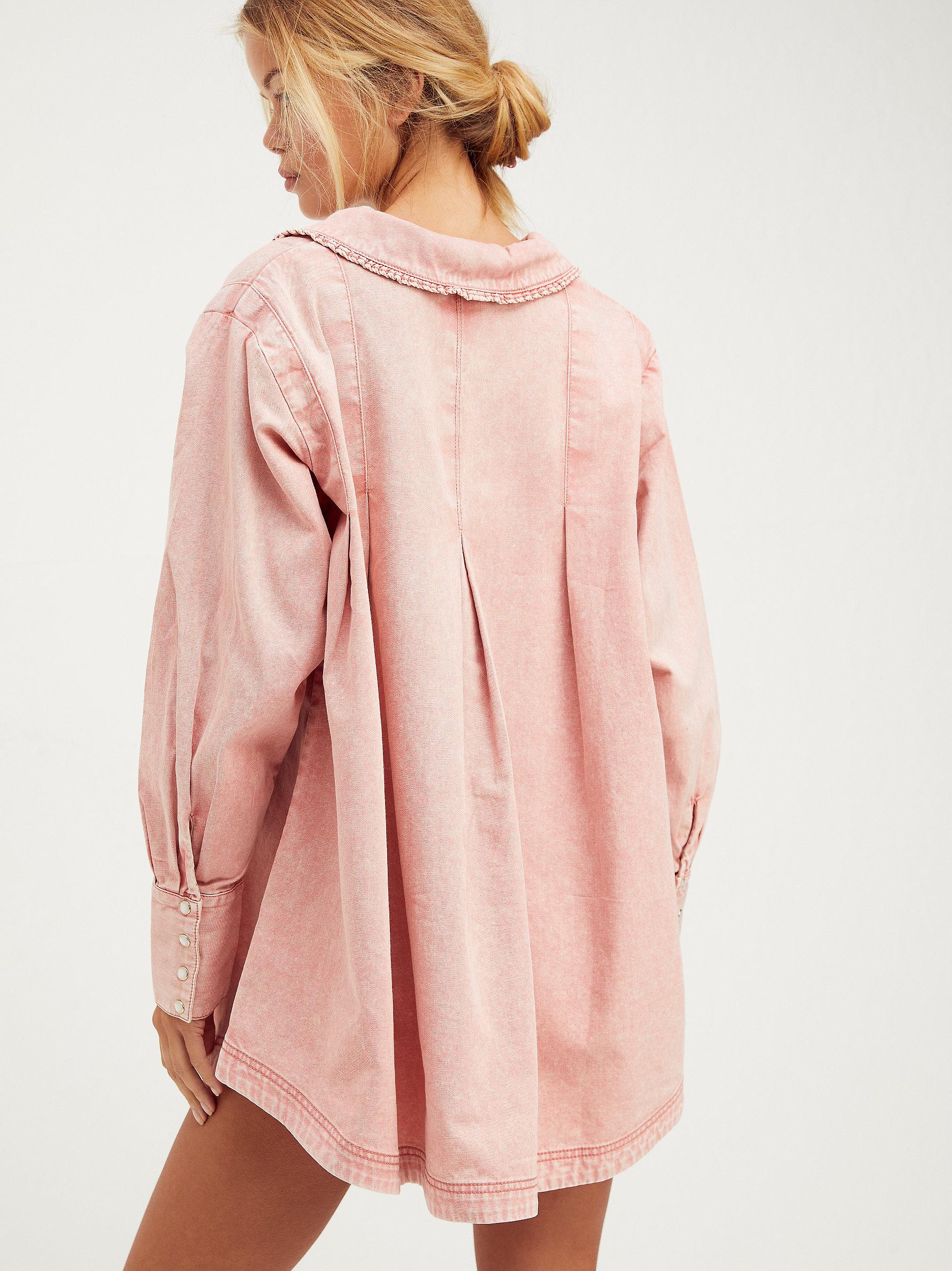 People Charlie Denim Buttondown in Pink 