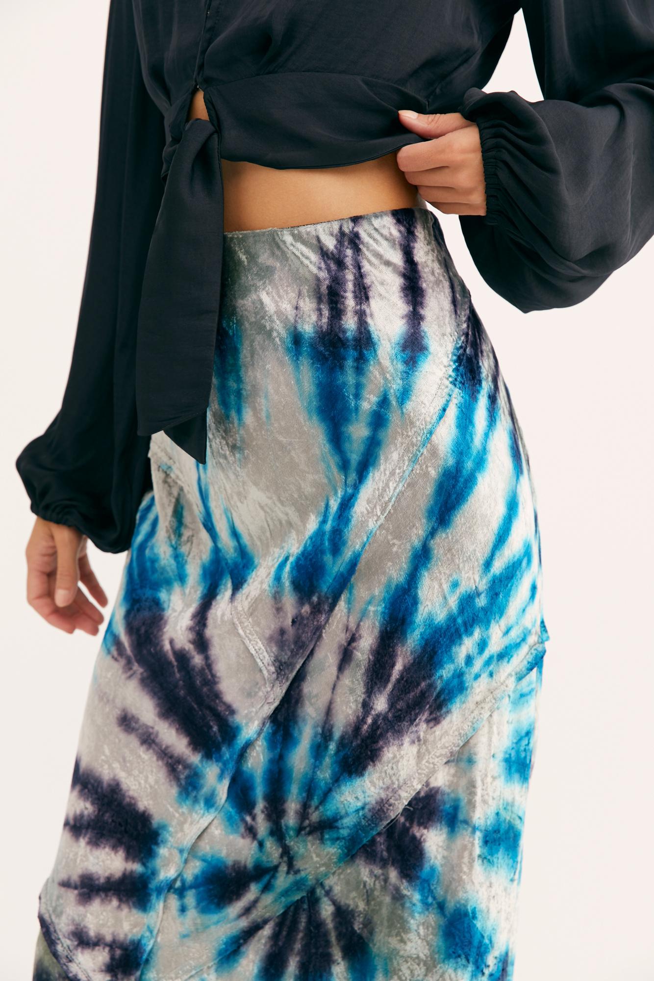 Free people velvet tie dye skirt Clearance