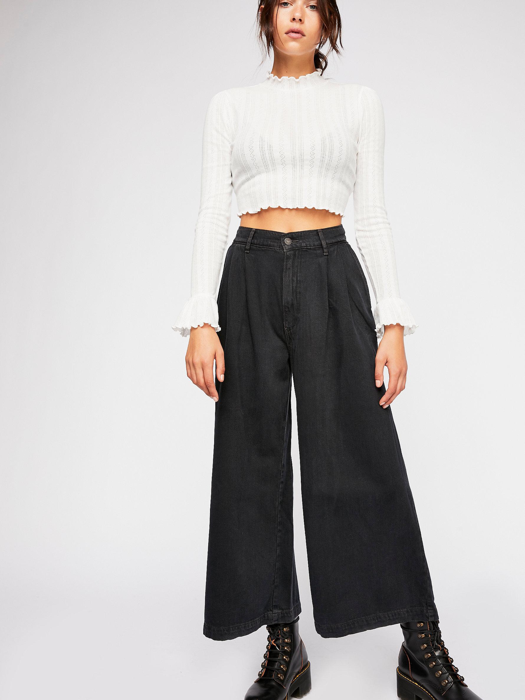 Free People Levi's Wide-leg Pleated Jeans in Black | Lyst Canada