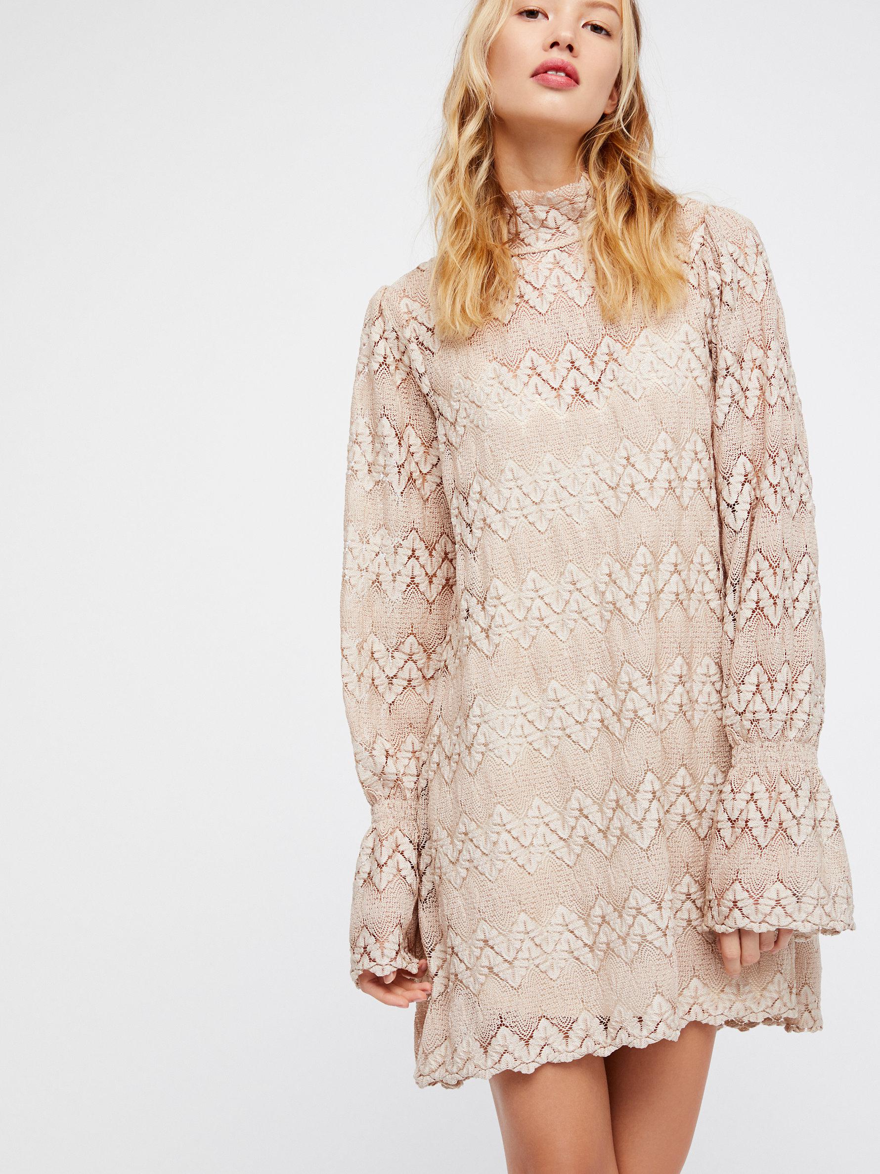 Free People Lace Simone Mini Dress | Lyst