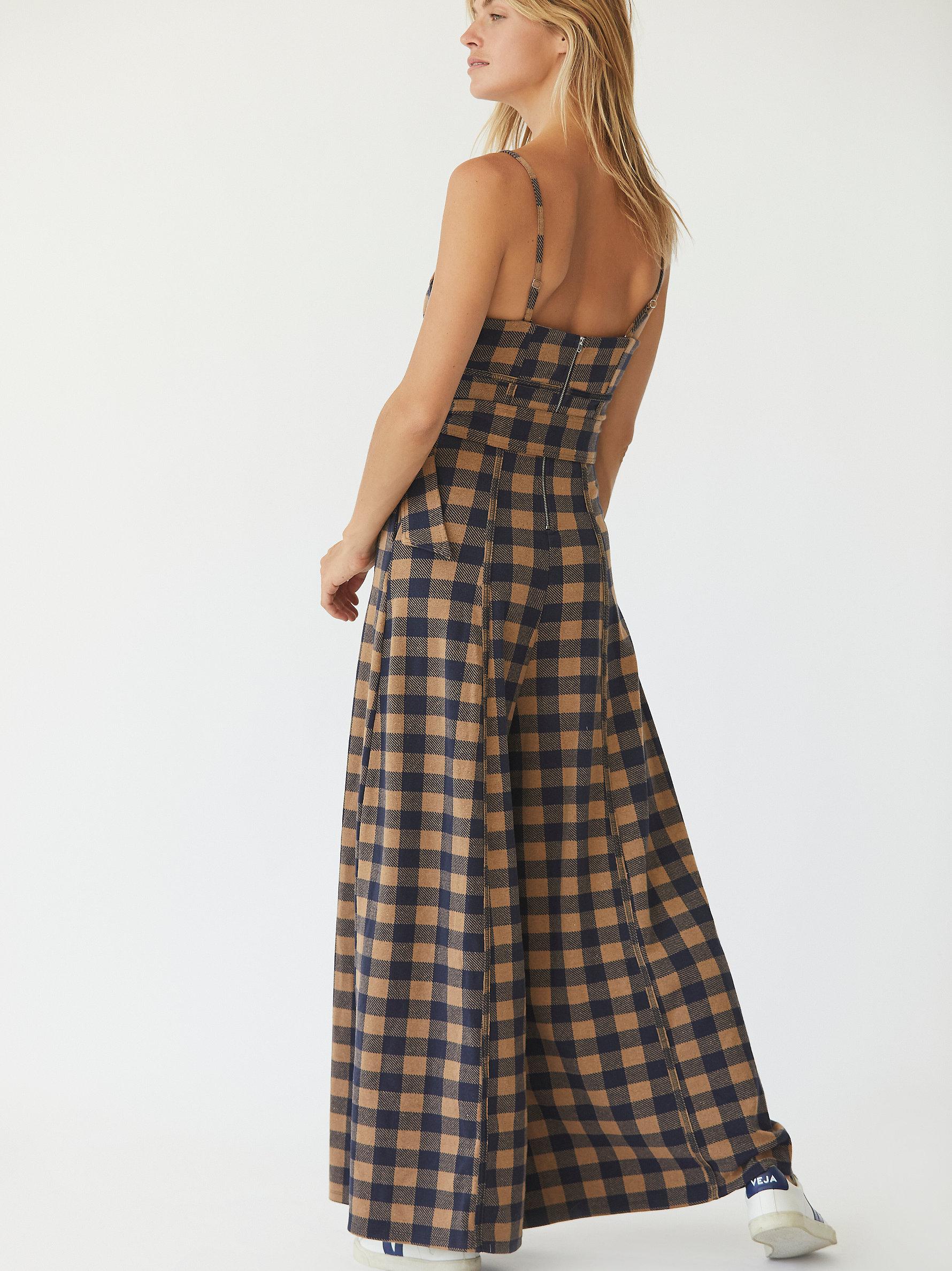Free people plaid jumpsuit sale