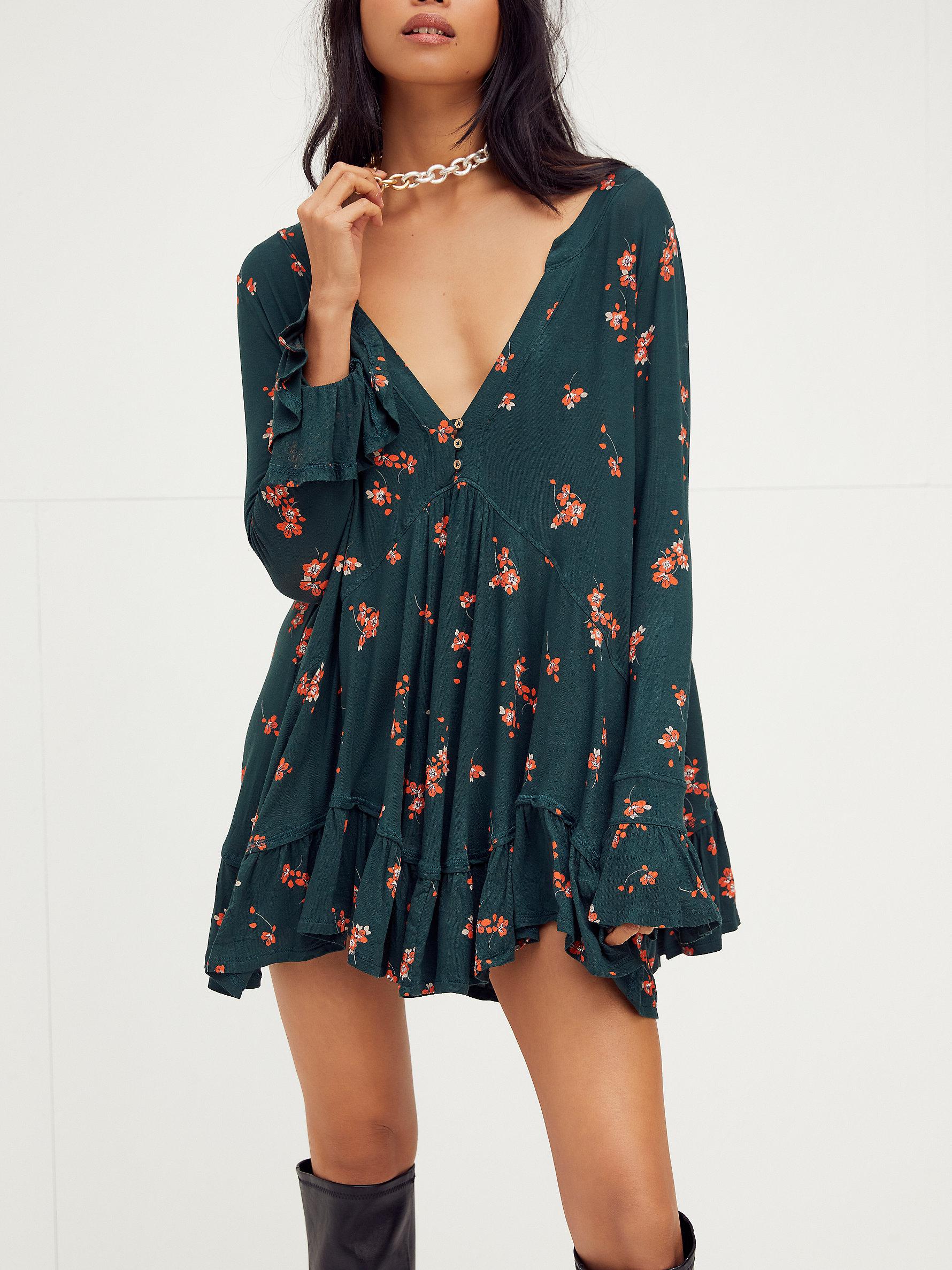Free People Olivia Printed Tunic in Emerald Combo (Blue) | Lyst