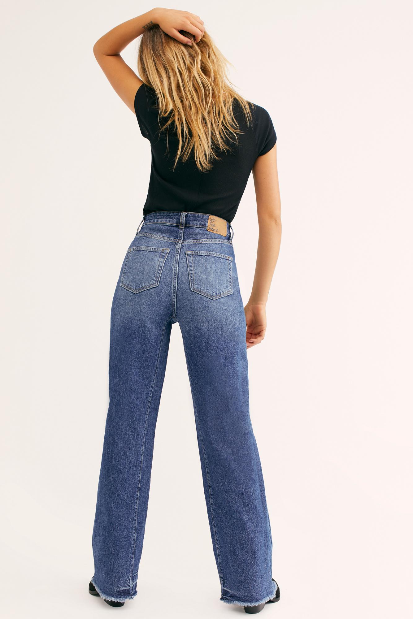 Free People Denim Relaxed Straight Slouch Jeans By We The Free in Blue ...