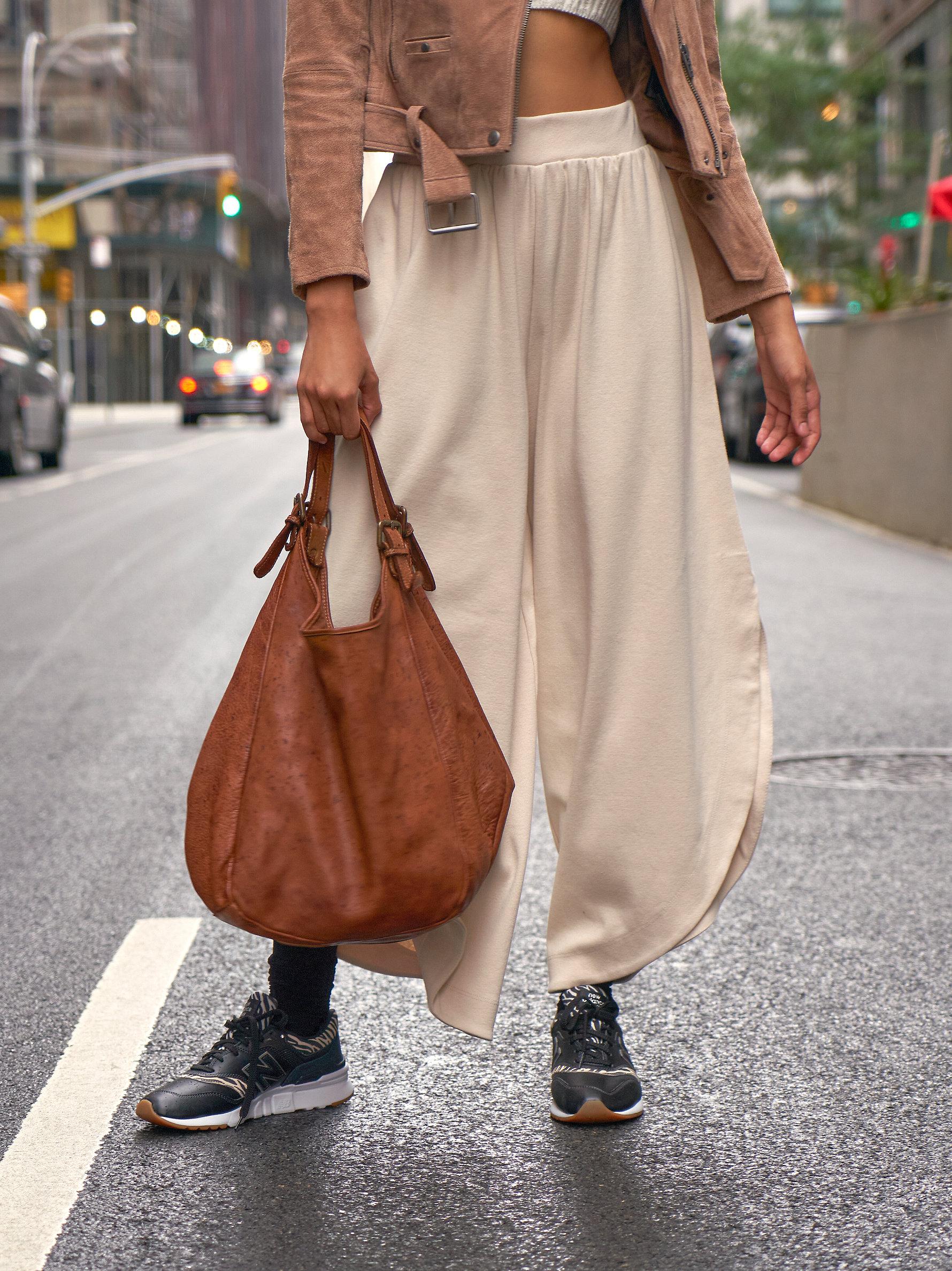 Free People Leather Bolsa Nova Slouchy Tote In Cognac Brown Lyst