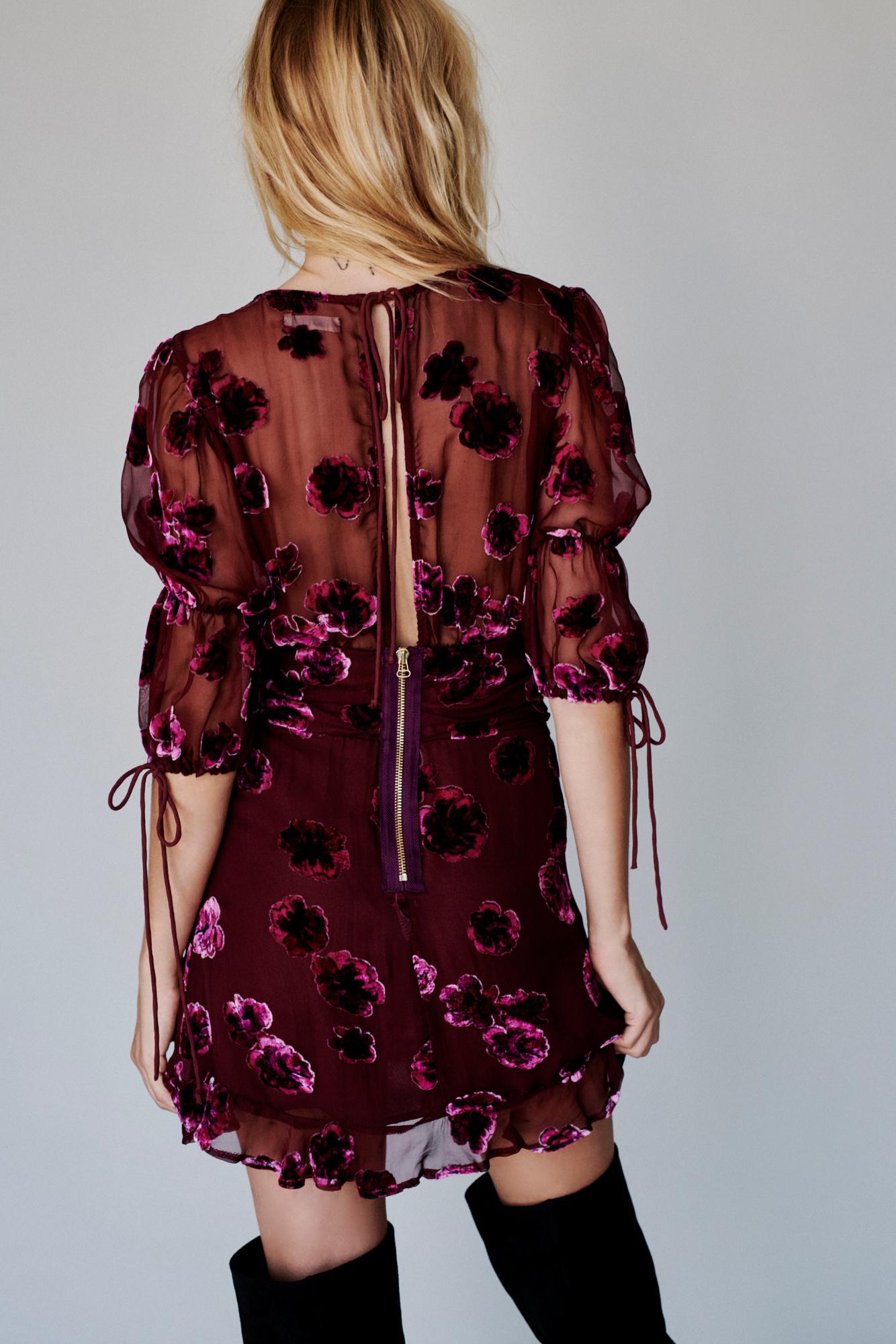 sophie velvet floral mini dress