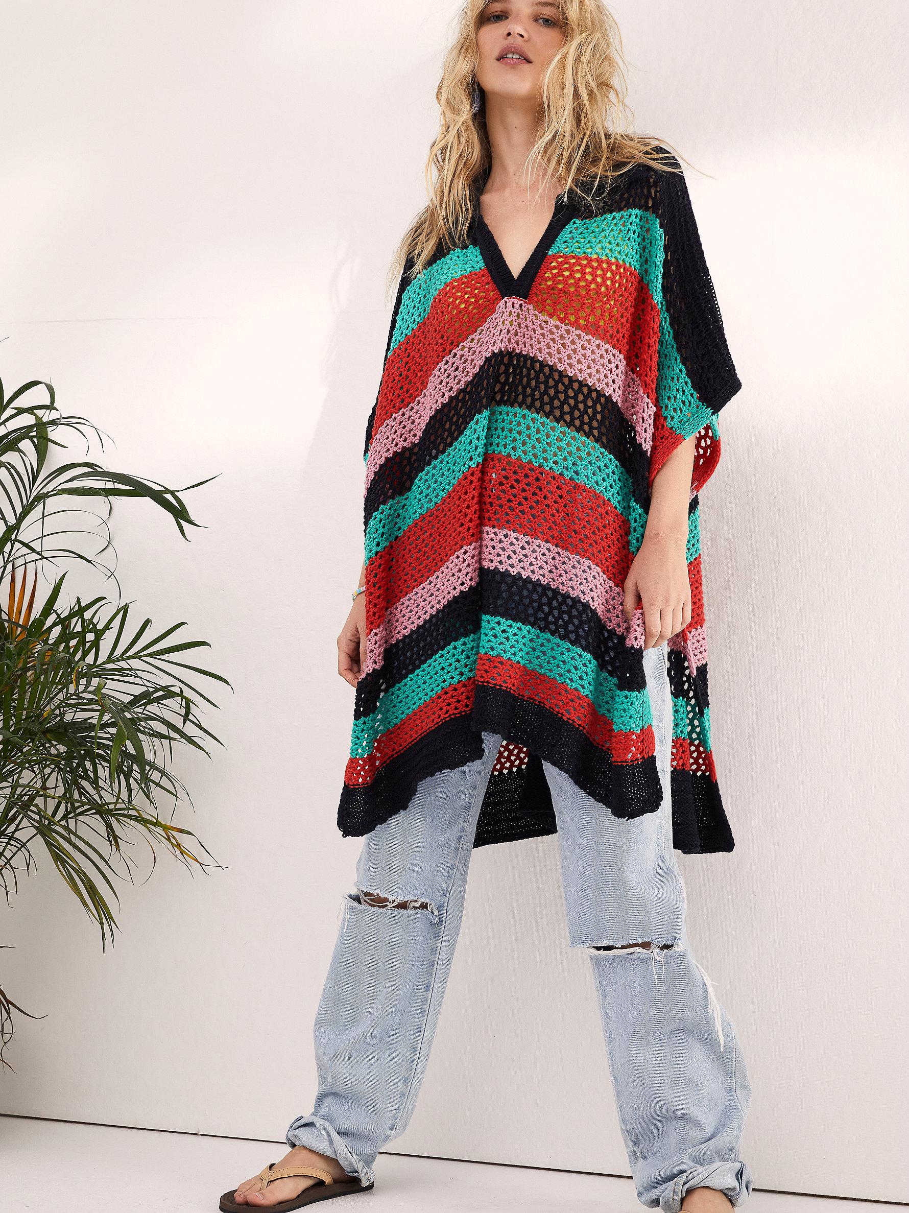 People Bayside Stripe Crochet Poncho | Lyst