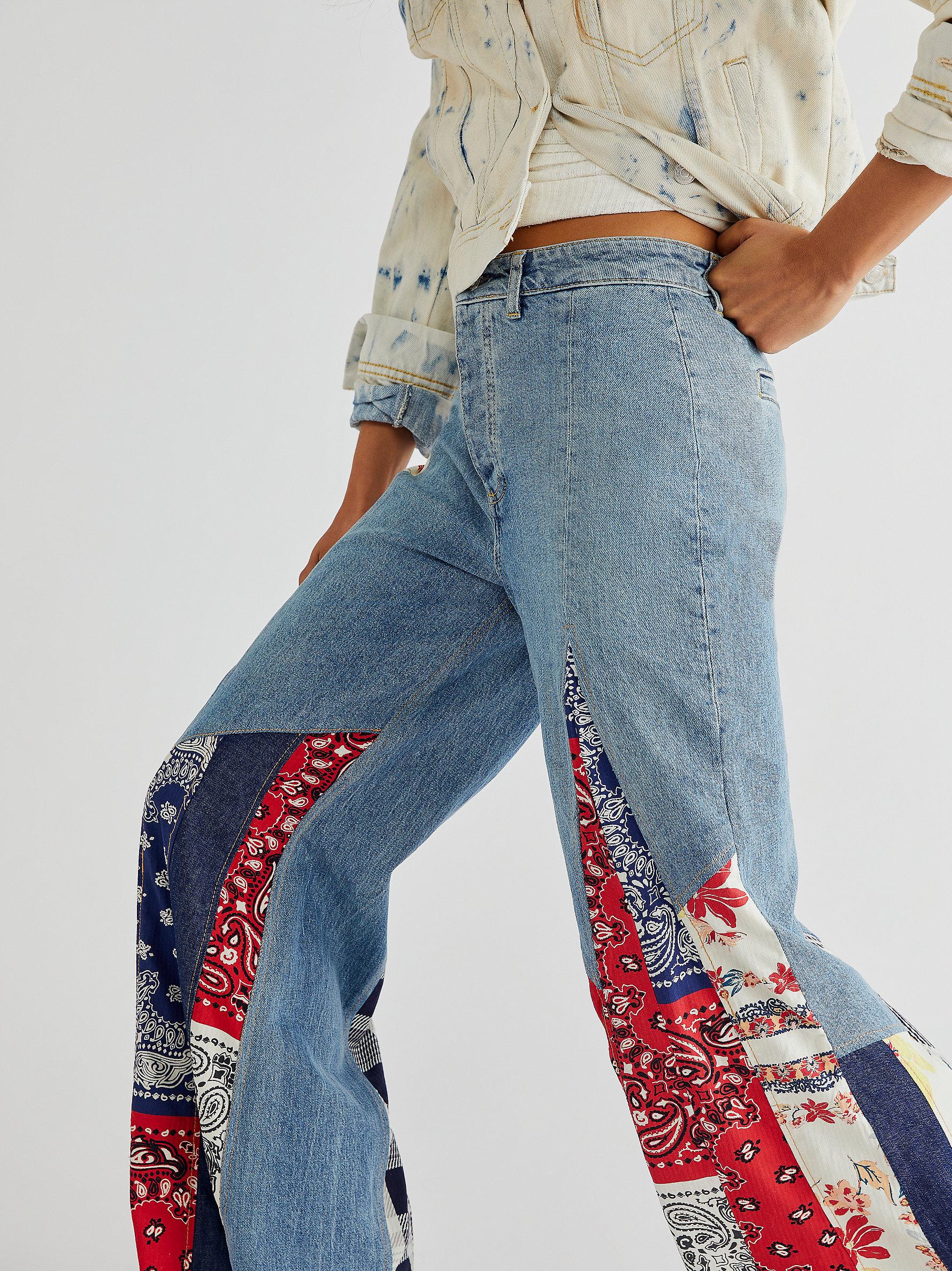 Free People Cortez Pieced Jeans in Blue | Lyst
