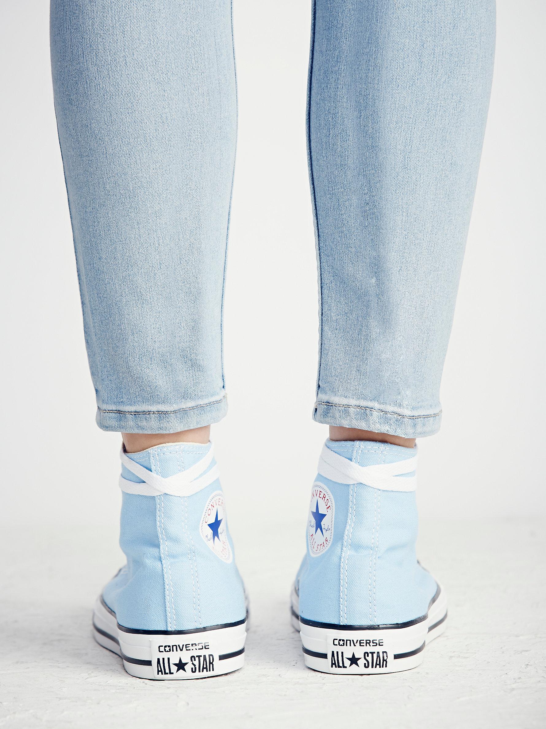 sky blue high top converse