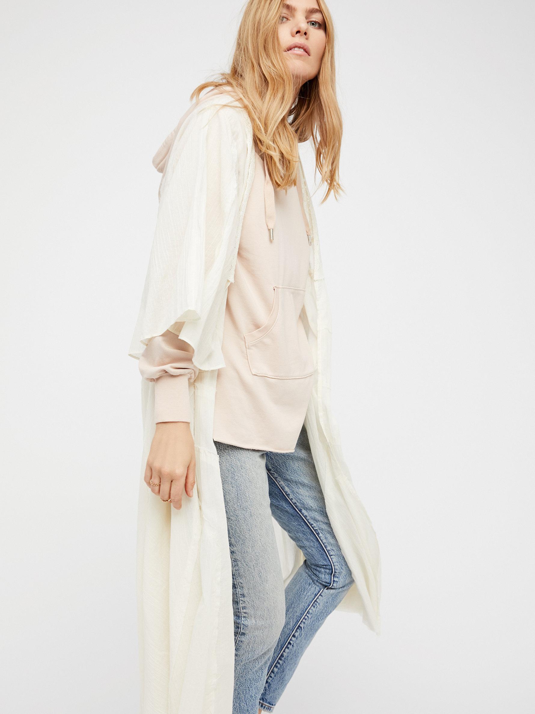 Free People Cotton Curved Gauze Duster in Ivory (White) Lyst