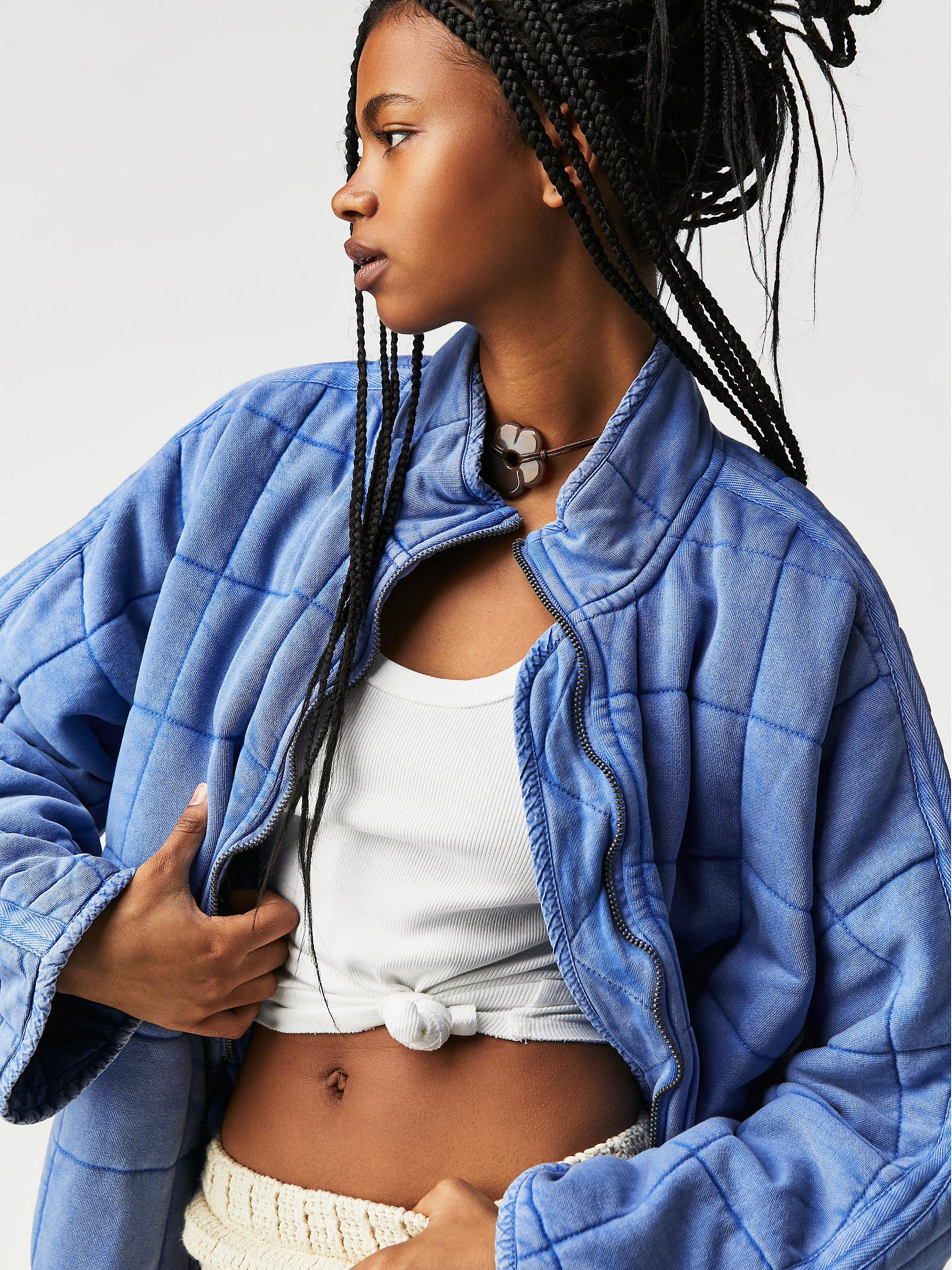 Free People Dolman Quilted Knit Jacket in Blue | Lyst