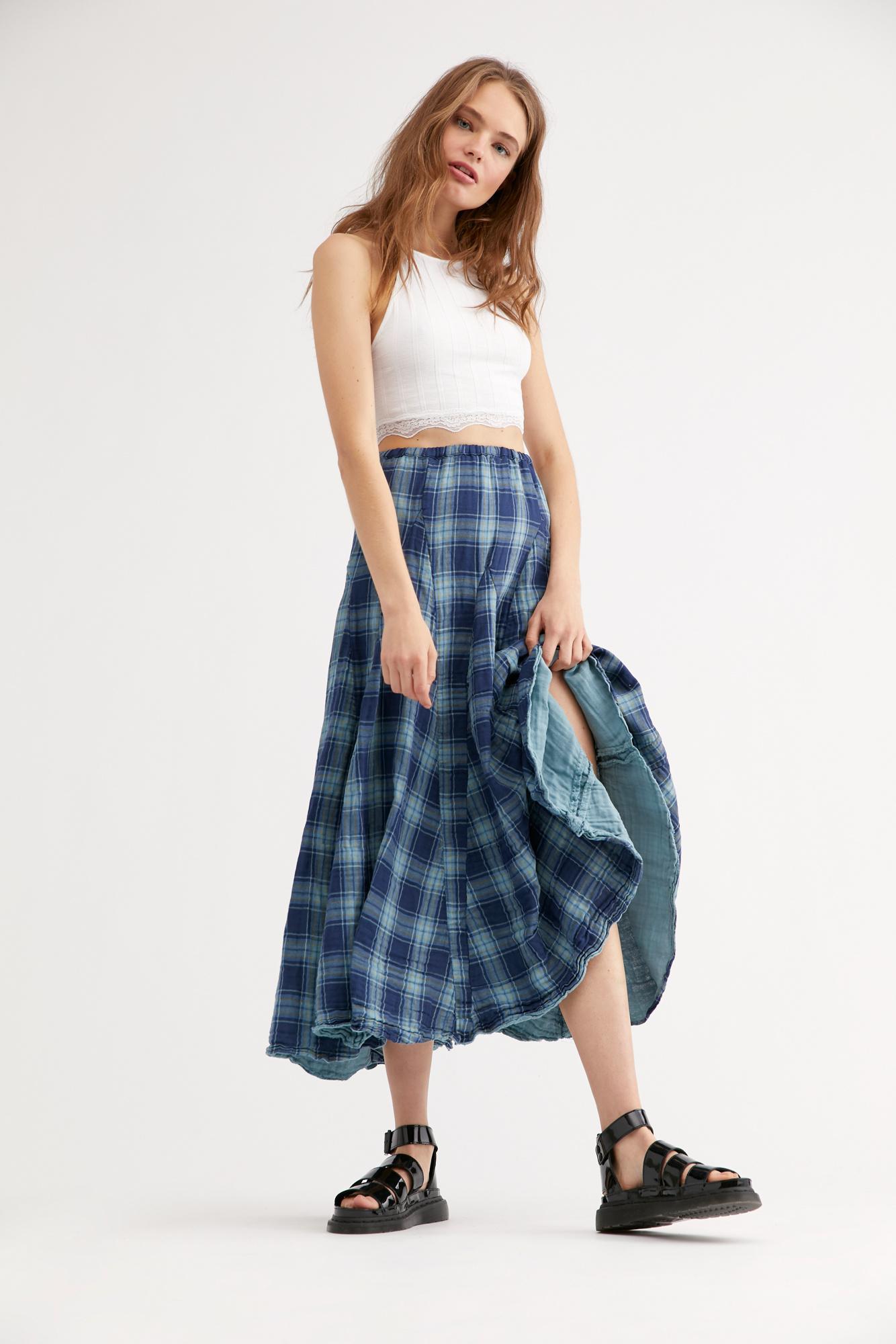 People Lily Cotton Maxi Skirt By Shades in Blue |