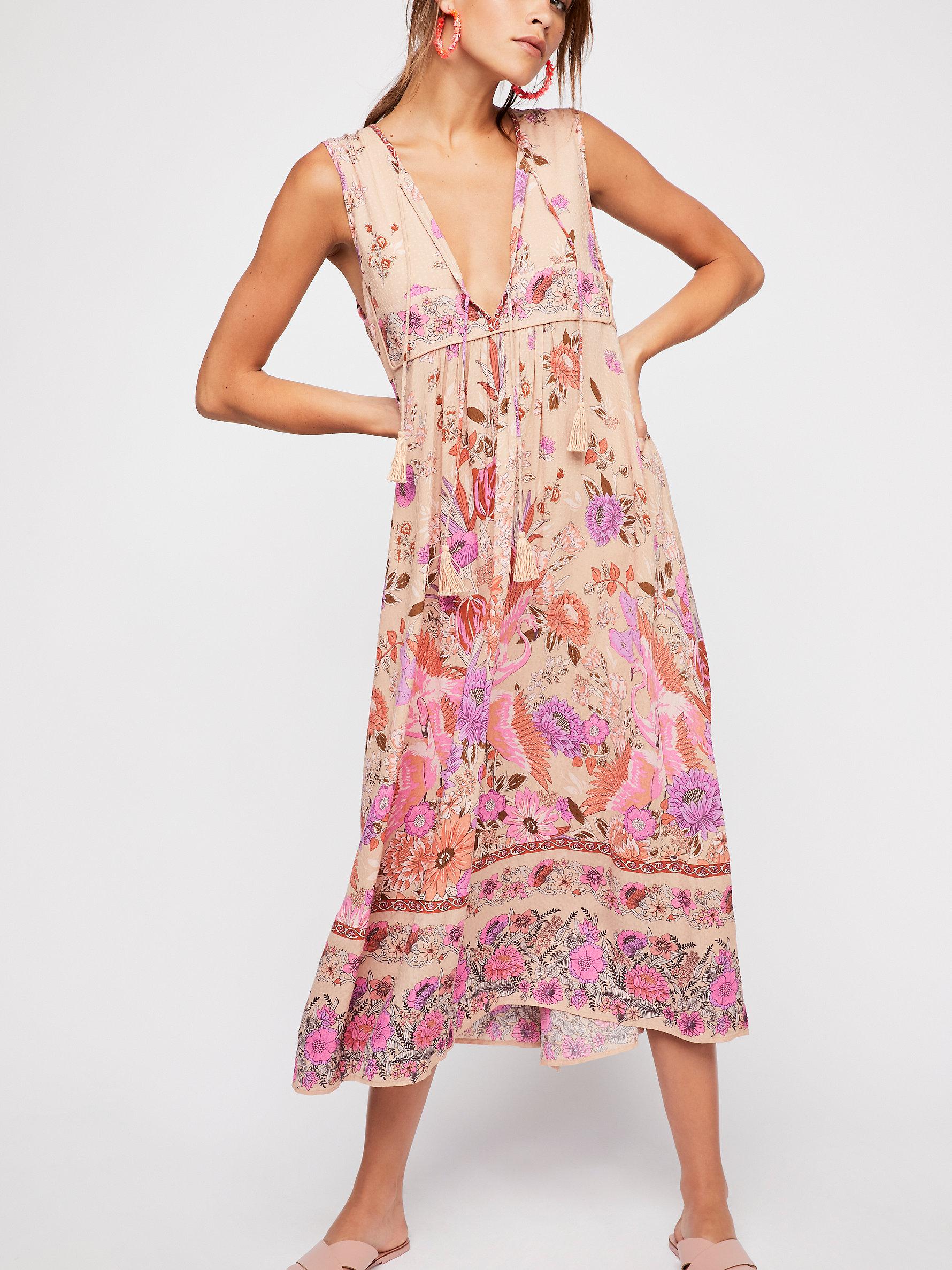 pink boho midi dress