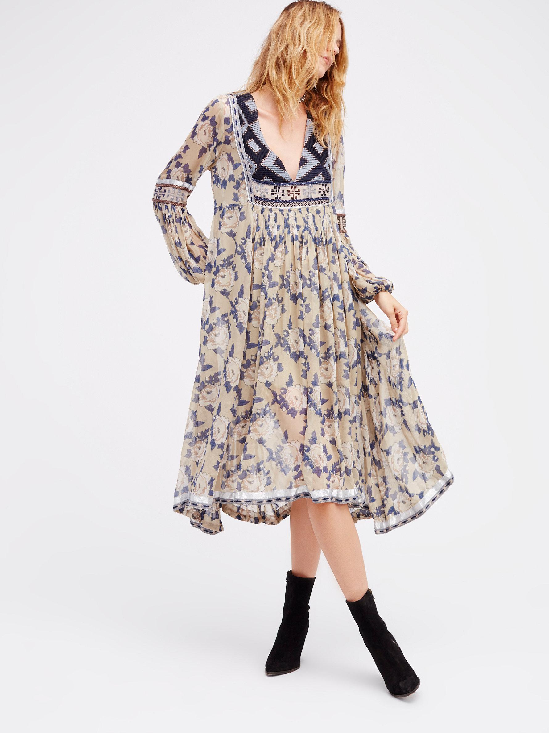 Free People Bold Blooms Embroidered Dress | Lyst Canada