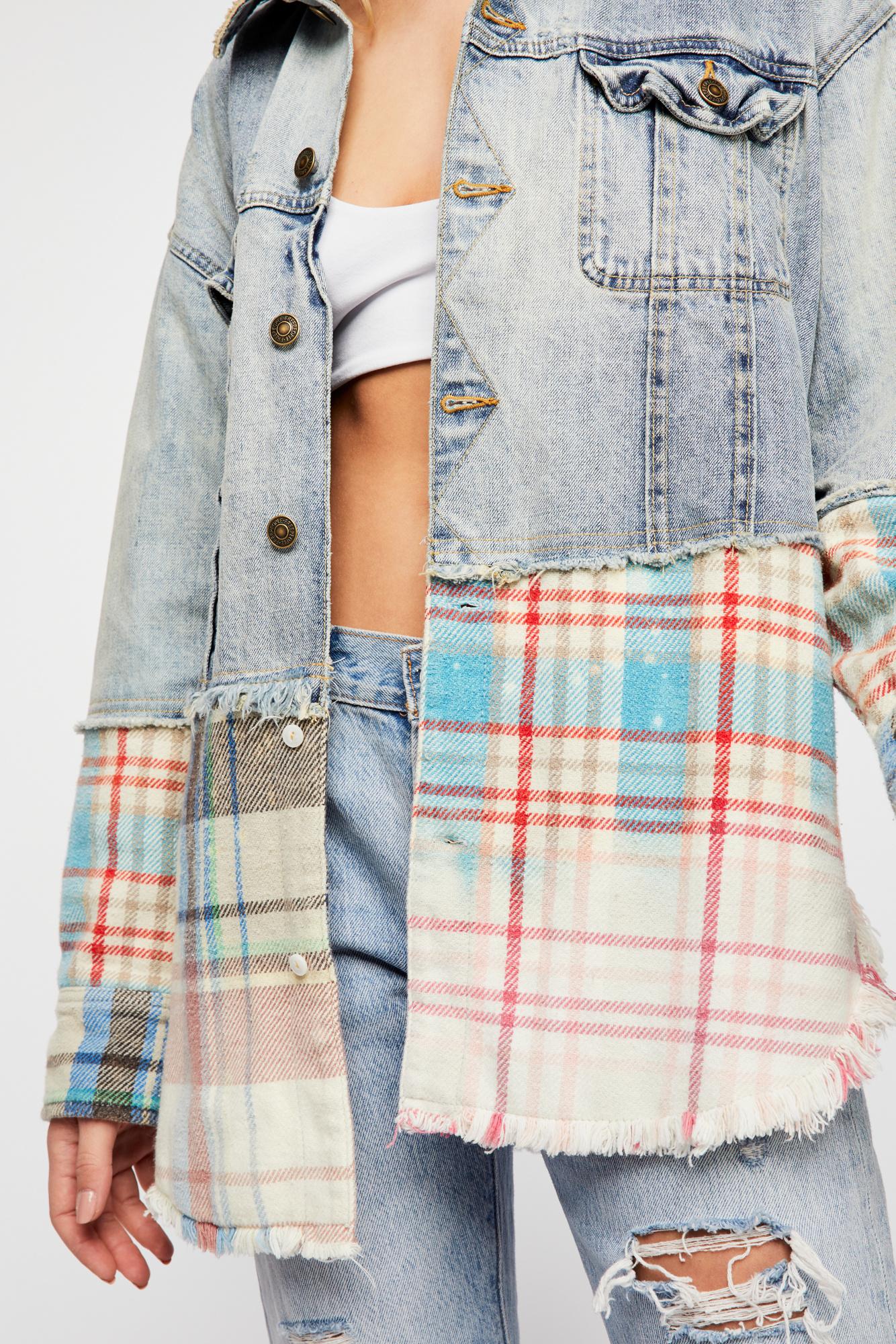 half denim half flannel jacket