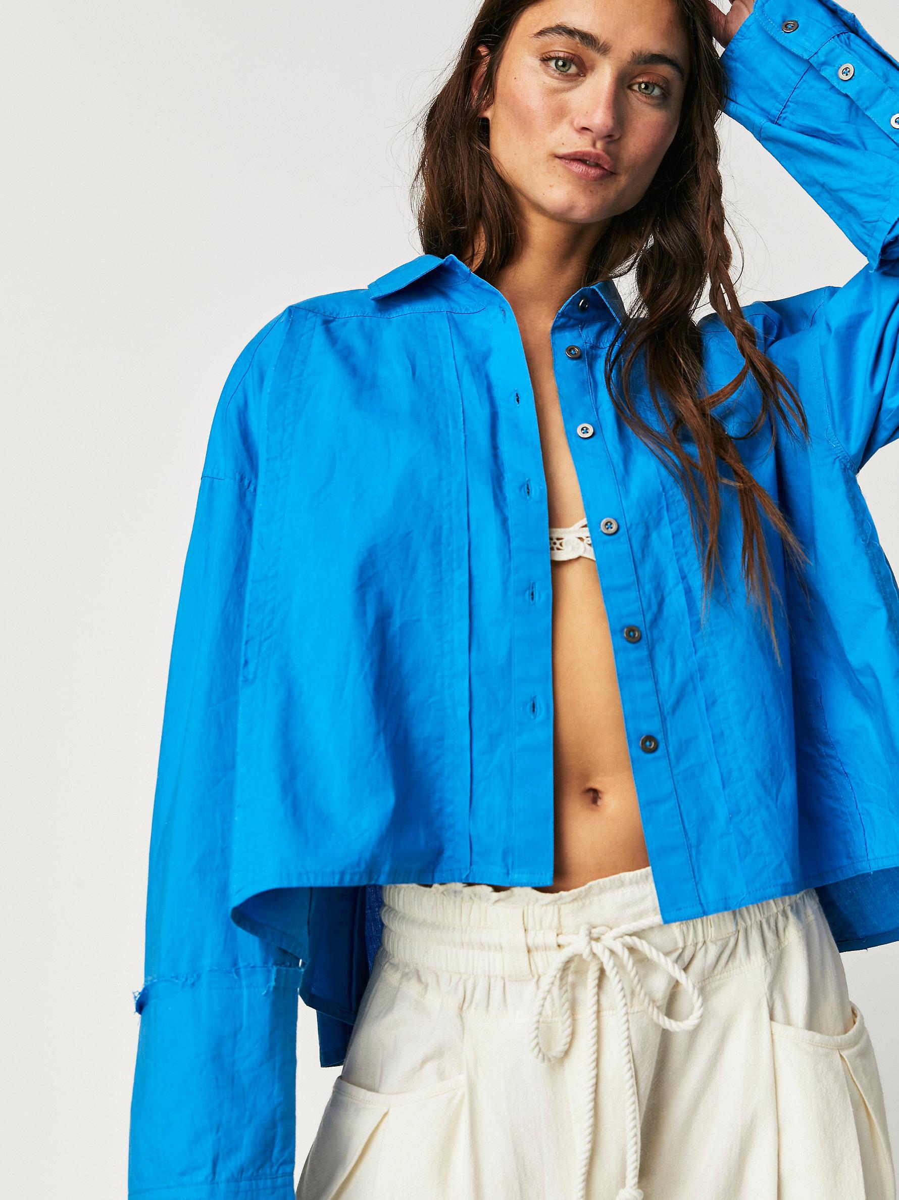 Free People Remade Poplin Shirt in Blue | Lyst