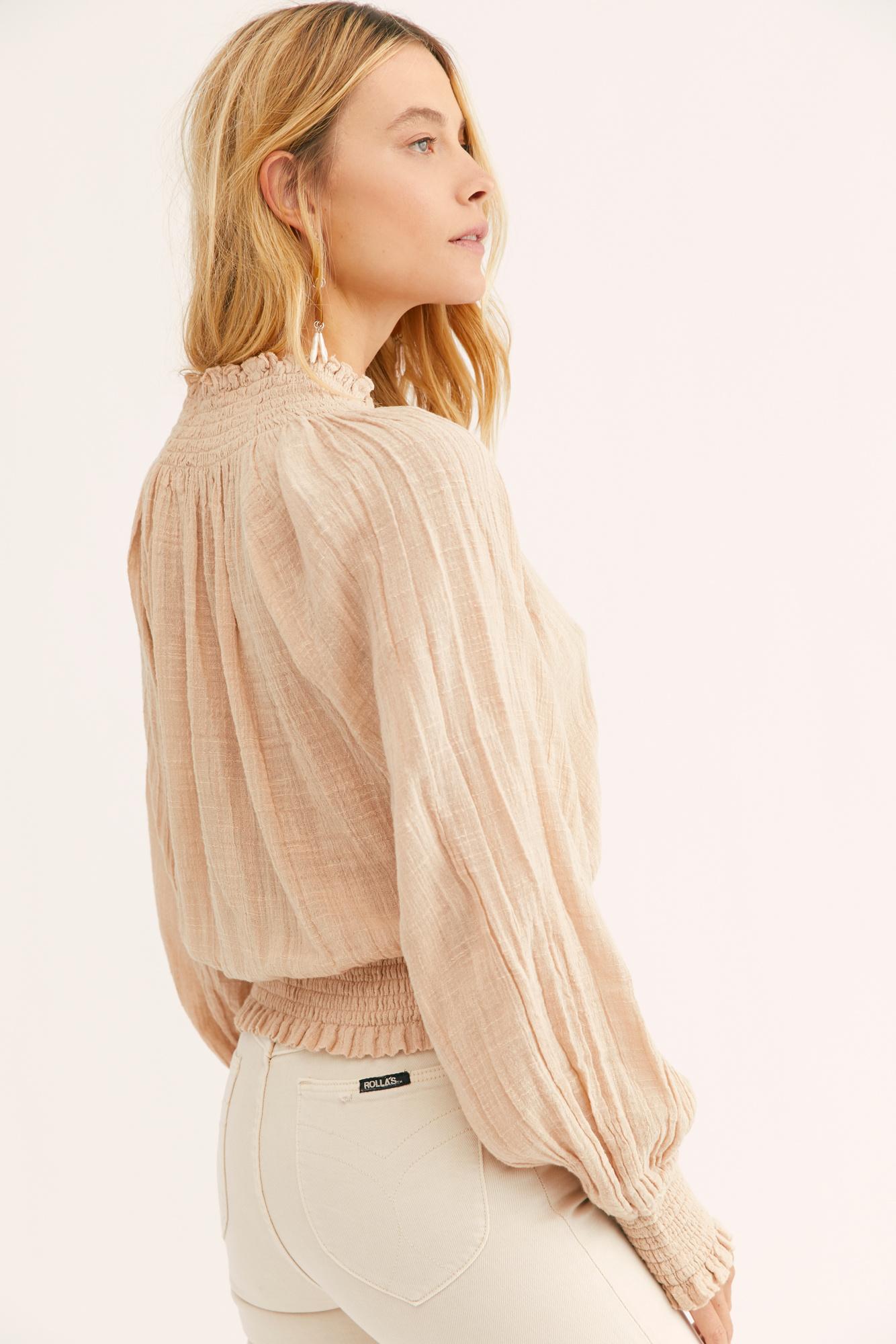 free people one solid smocked top