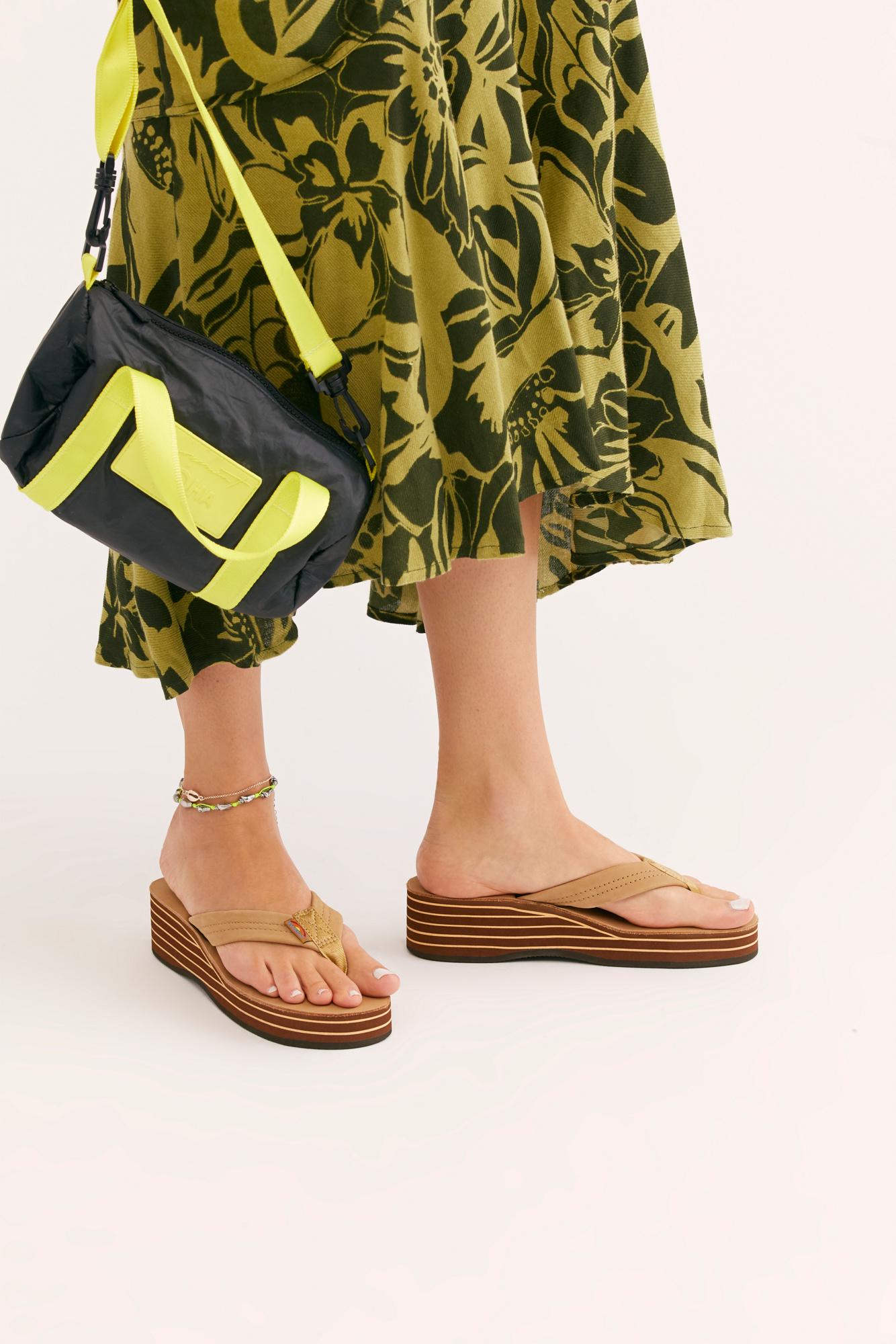 rainbow wedge thong sandal