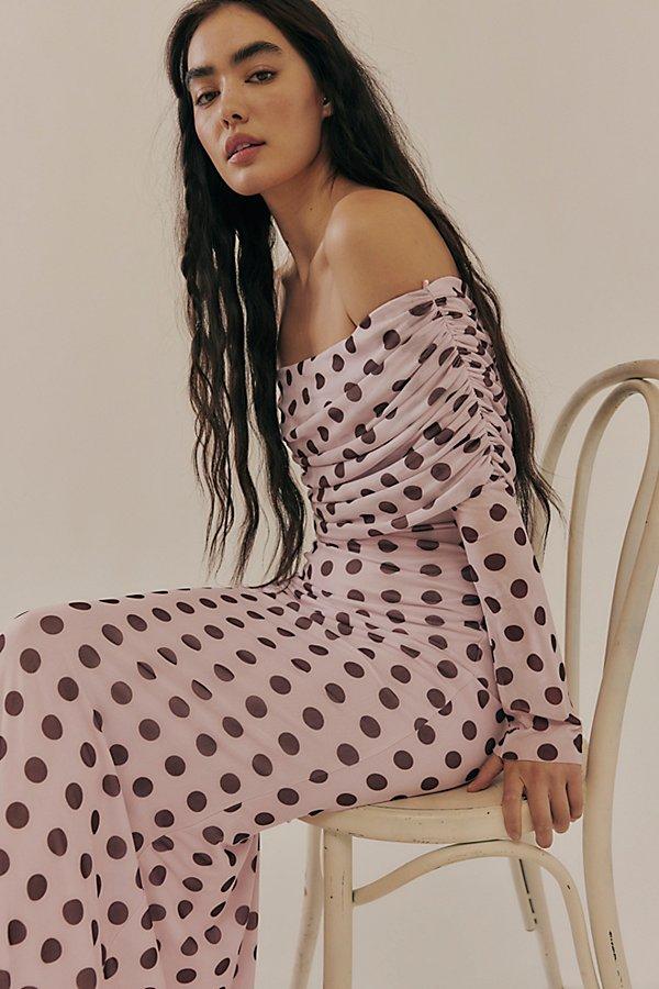 afrm pink polka dot dress AFRM Biona Dress