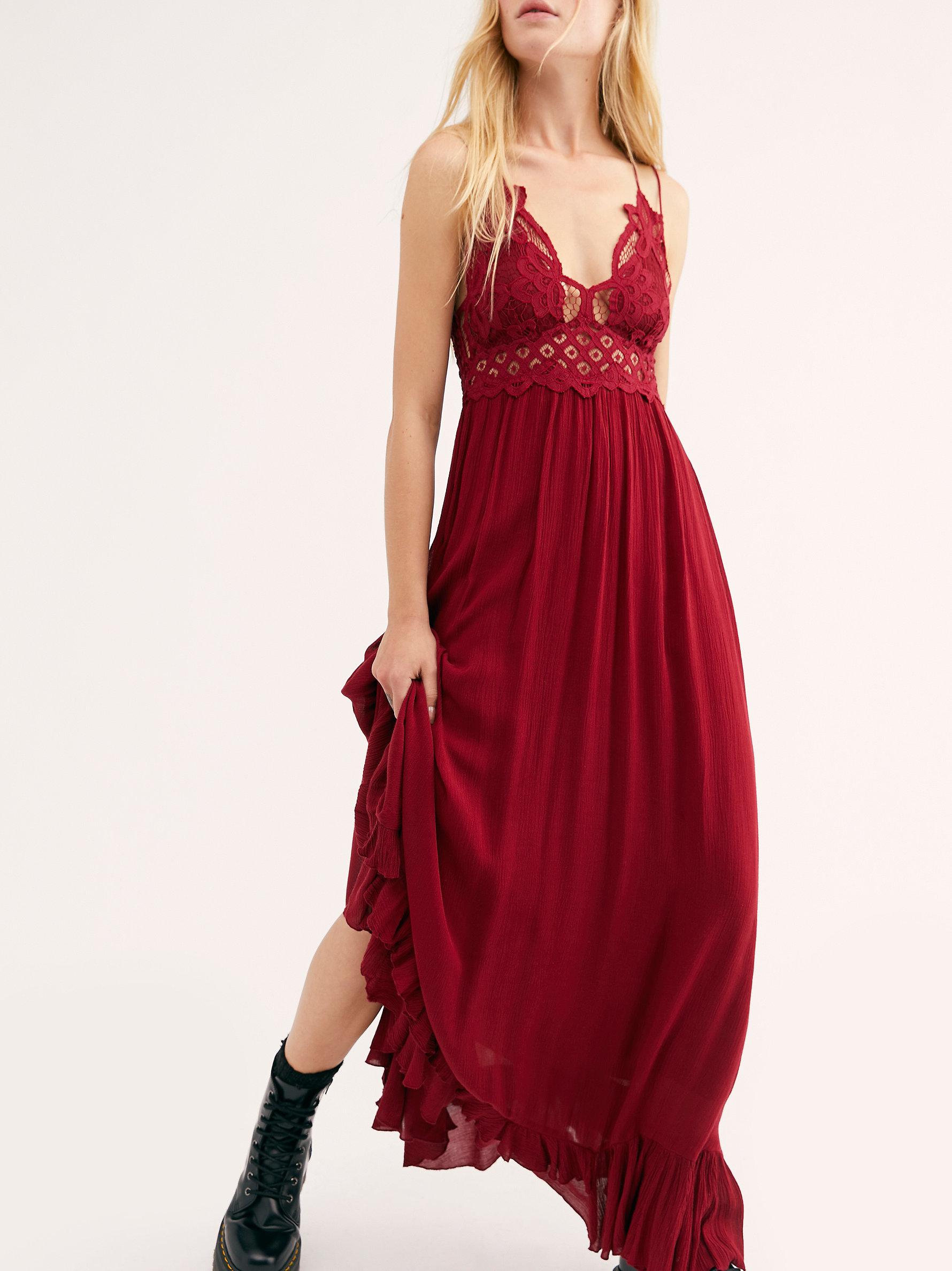 Free People Fp One Adella Maxi Slip in Red | Lyst