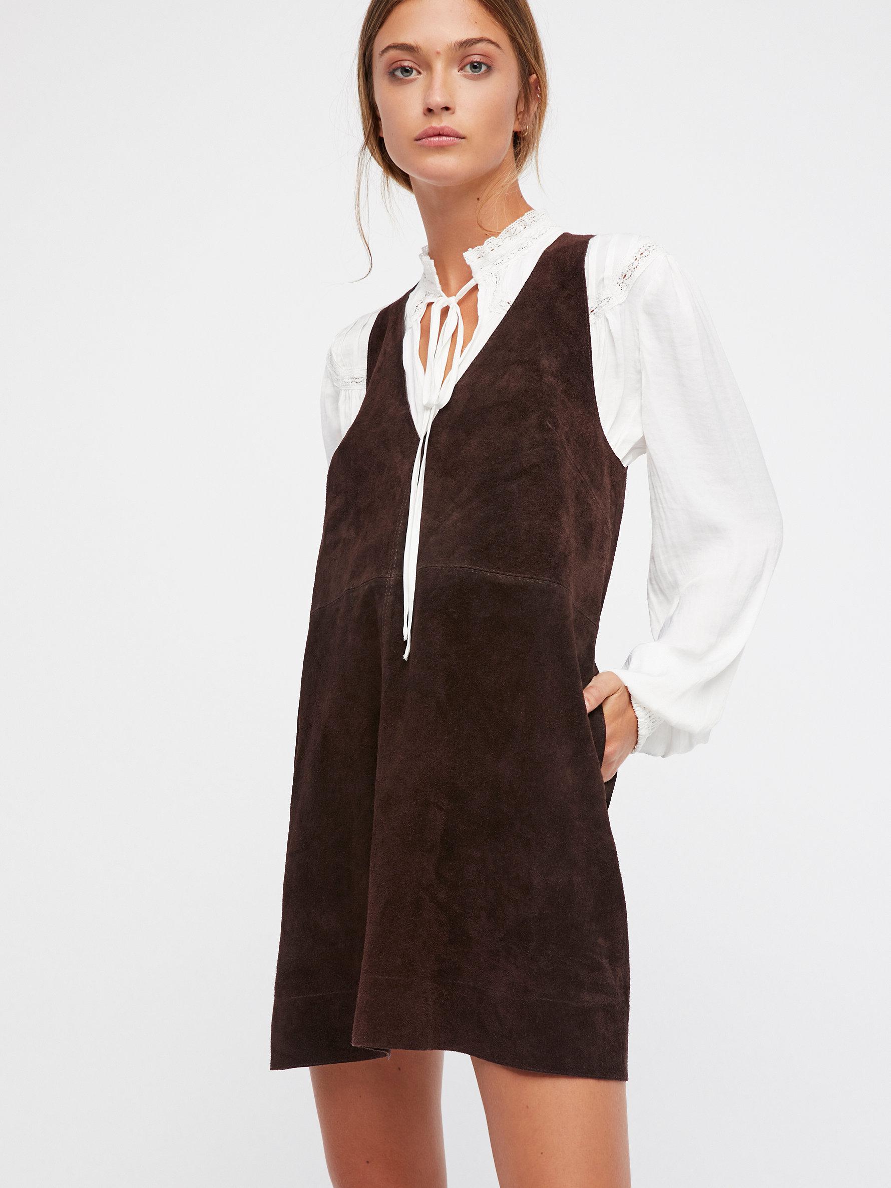 Free People Retro Love Suede Dress in Brown | Lyst