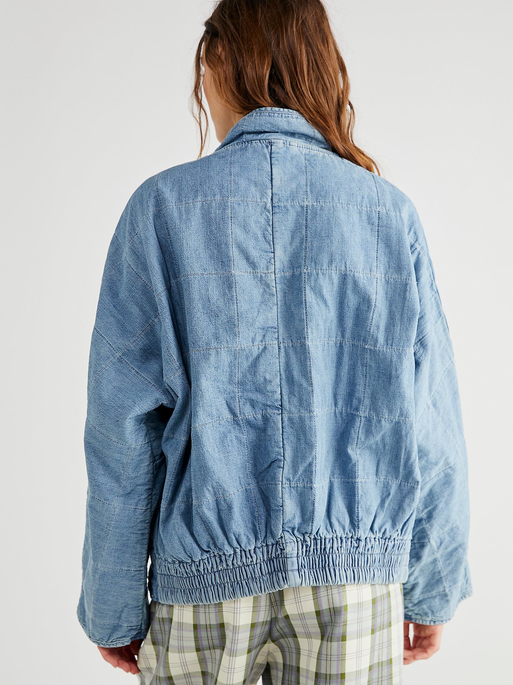Free People Dolman Quilted Denim Jacket 