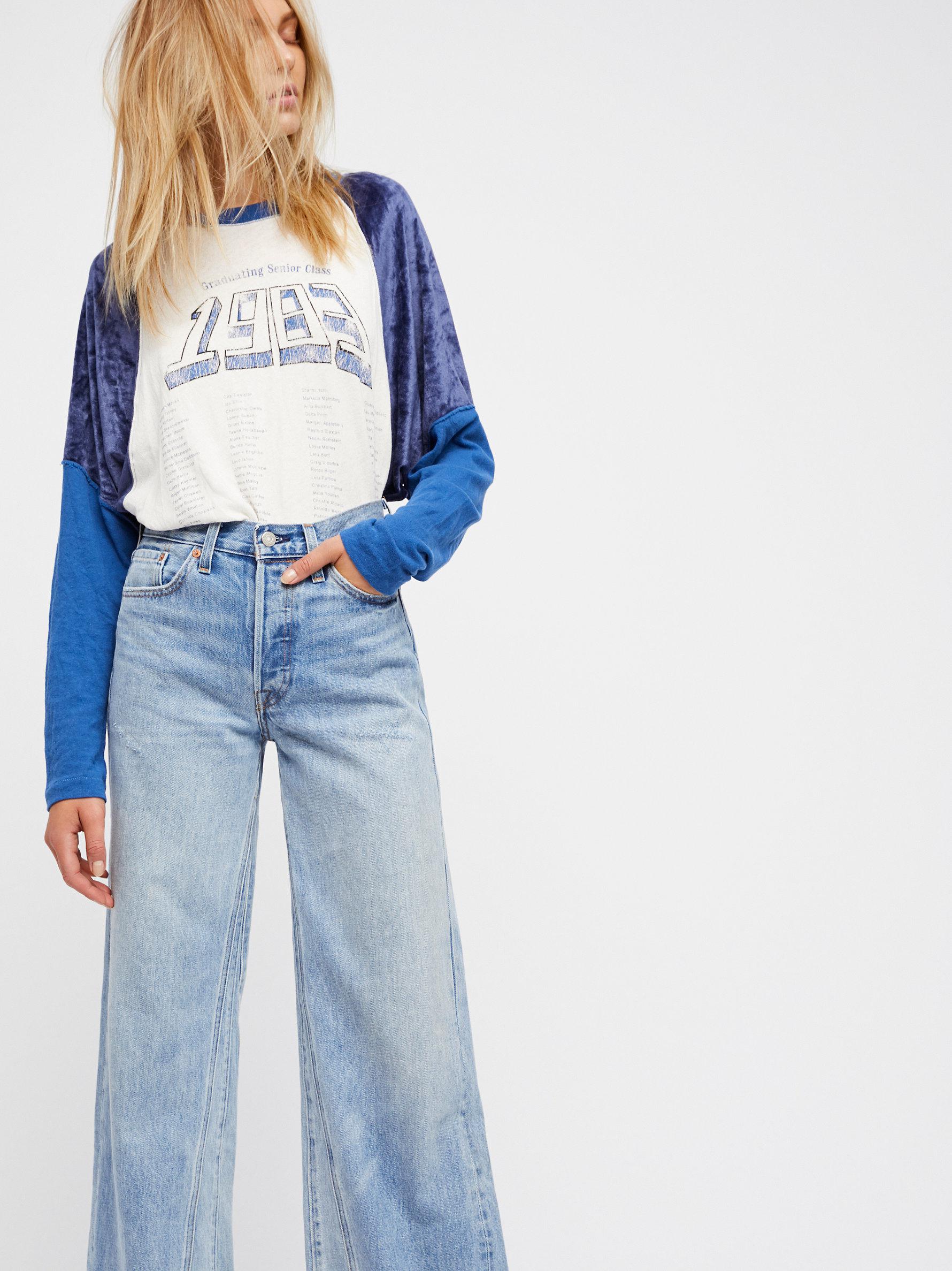 Free People Denim Levi's Altered Wide Leg Jeans in Blue - Lyst
