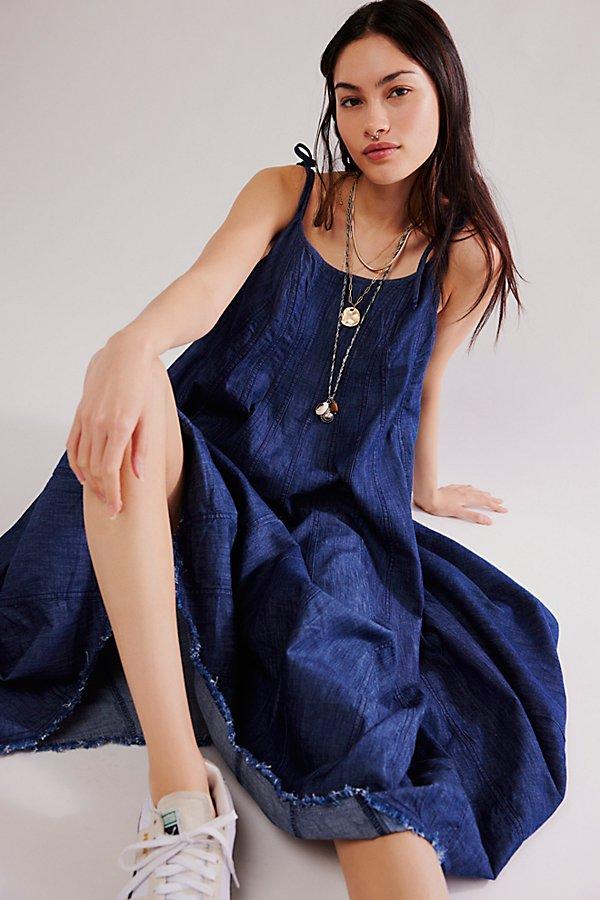 knee length dresses for ladies Lady Black Tie - Blue Ridge Dreams Pintuck Denim Midi Dress main image 0
