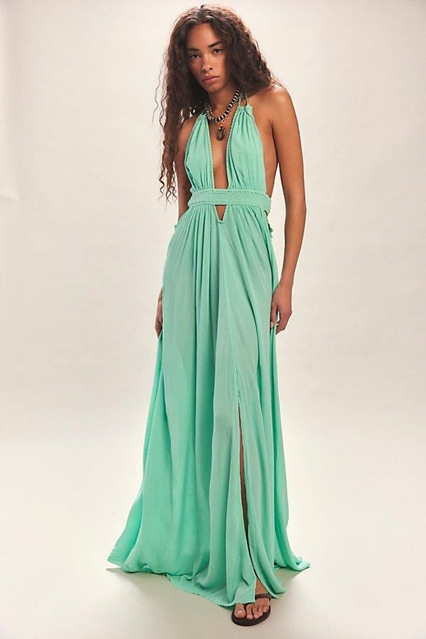 light green dress women Light Green Satin Sleeveless A-line High Slit Charming Prom Dresses, C –  clover sew