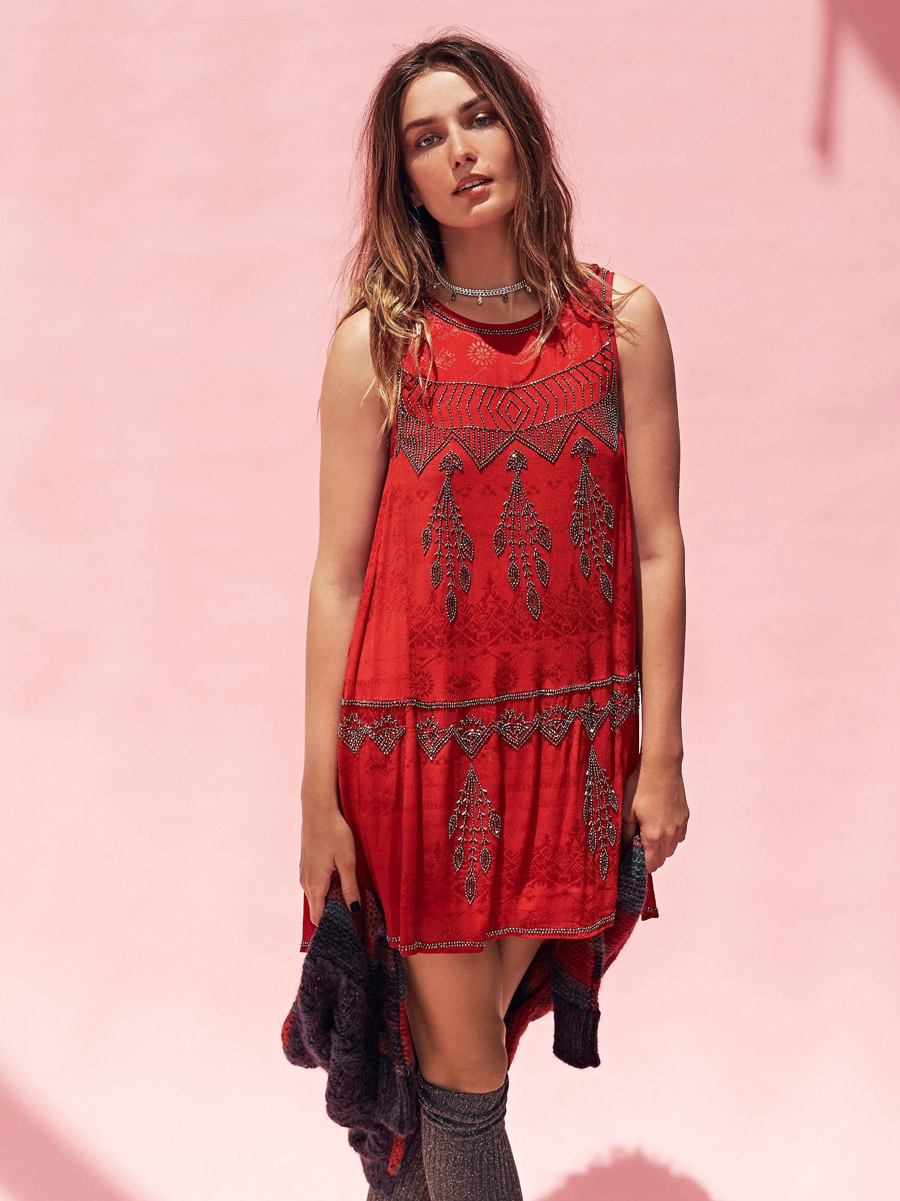 free people red wrap dress
