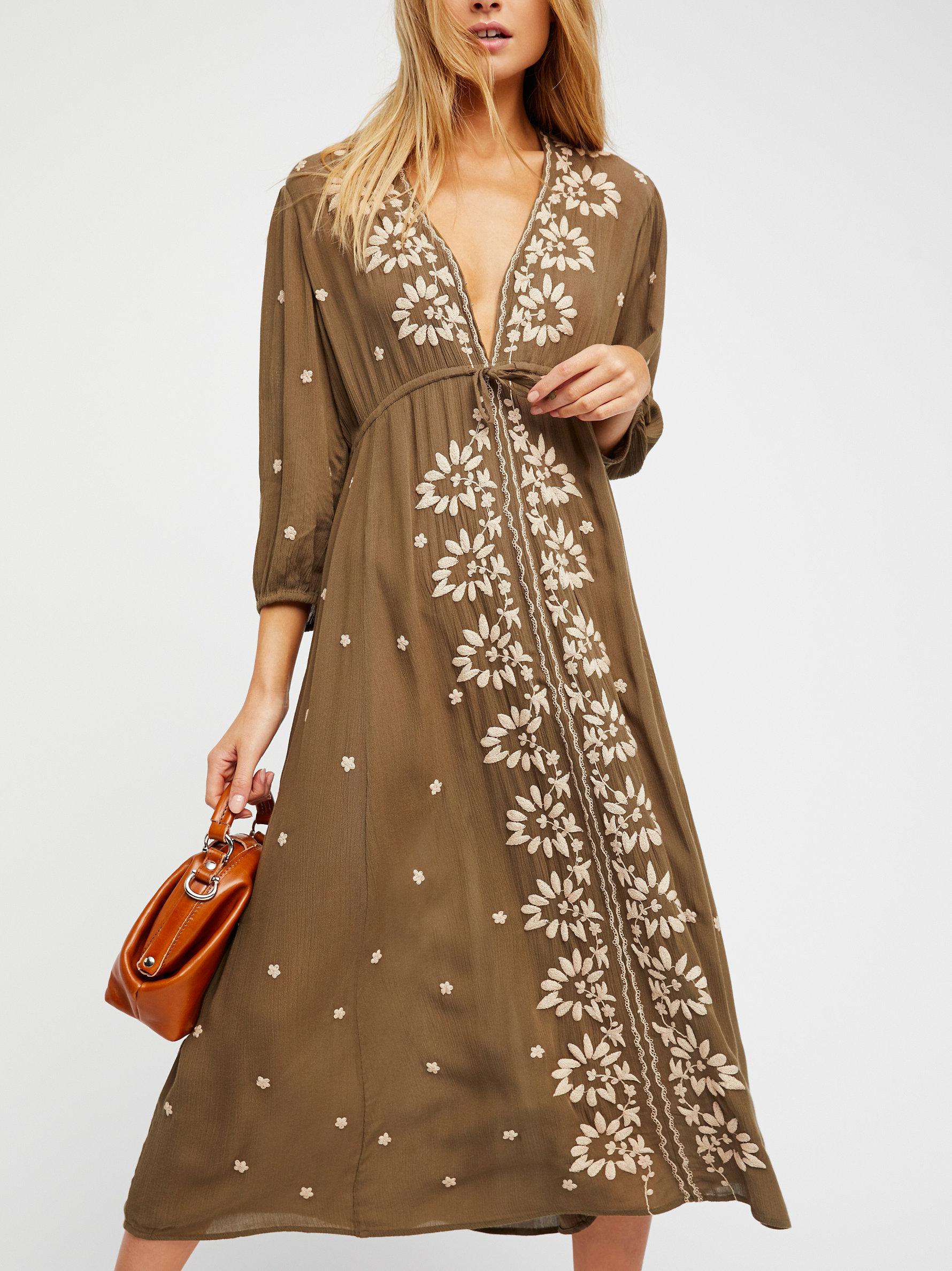 embroidered fable midi dress free people