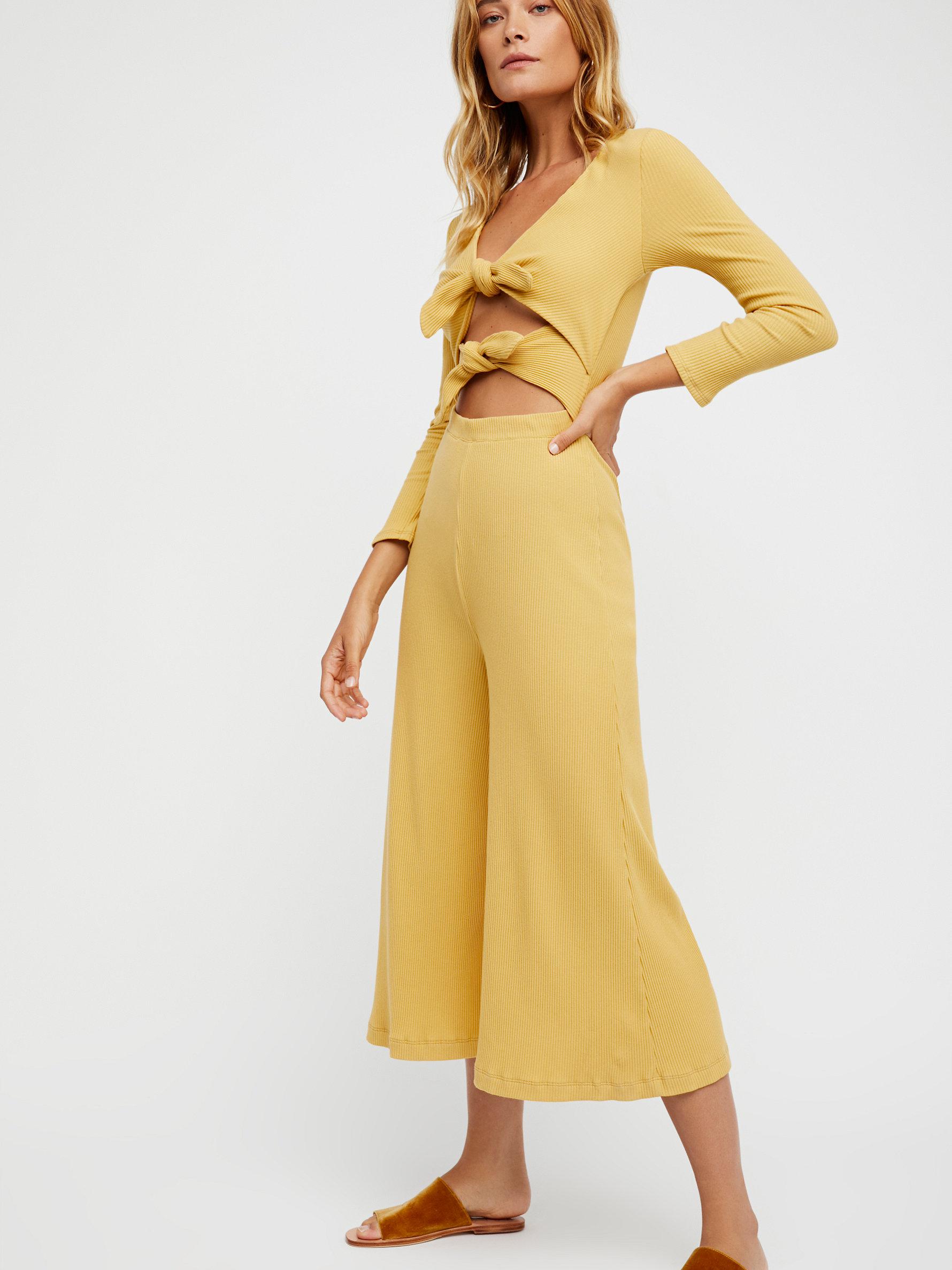 free people yellow jumpsuit