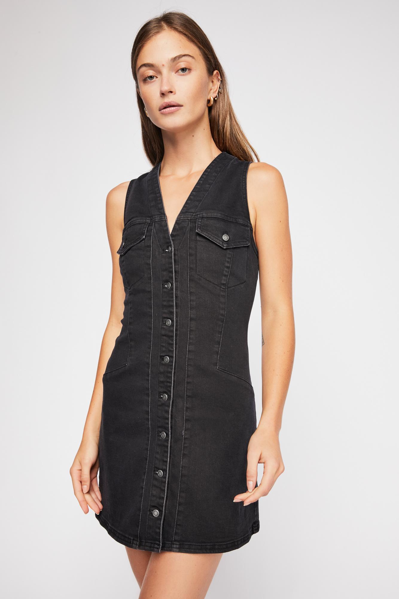 wandering star denim mini dress