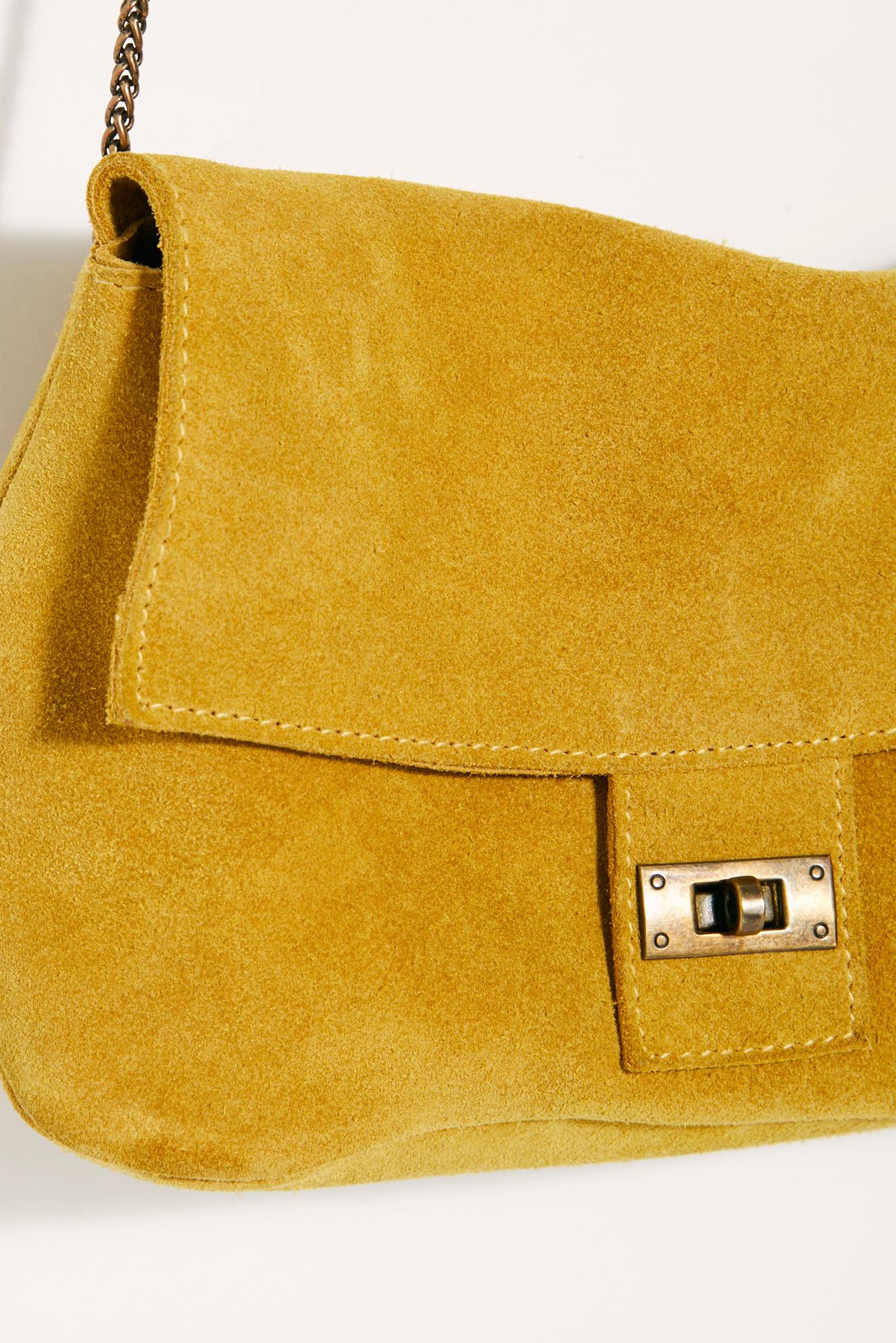 Free People Slouchy Suede Shoulder Bag in Yellow