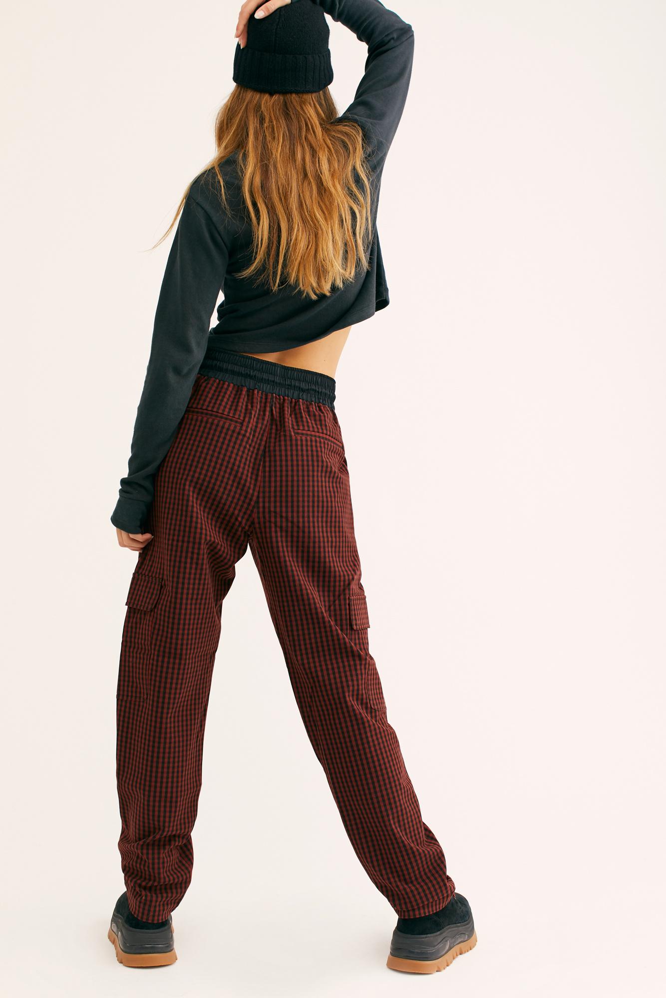 checked cargo trousers