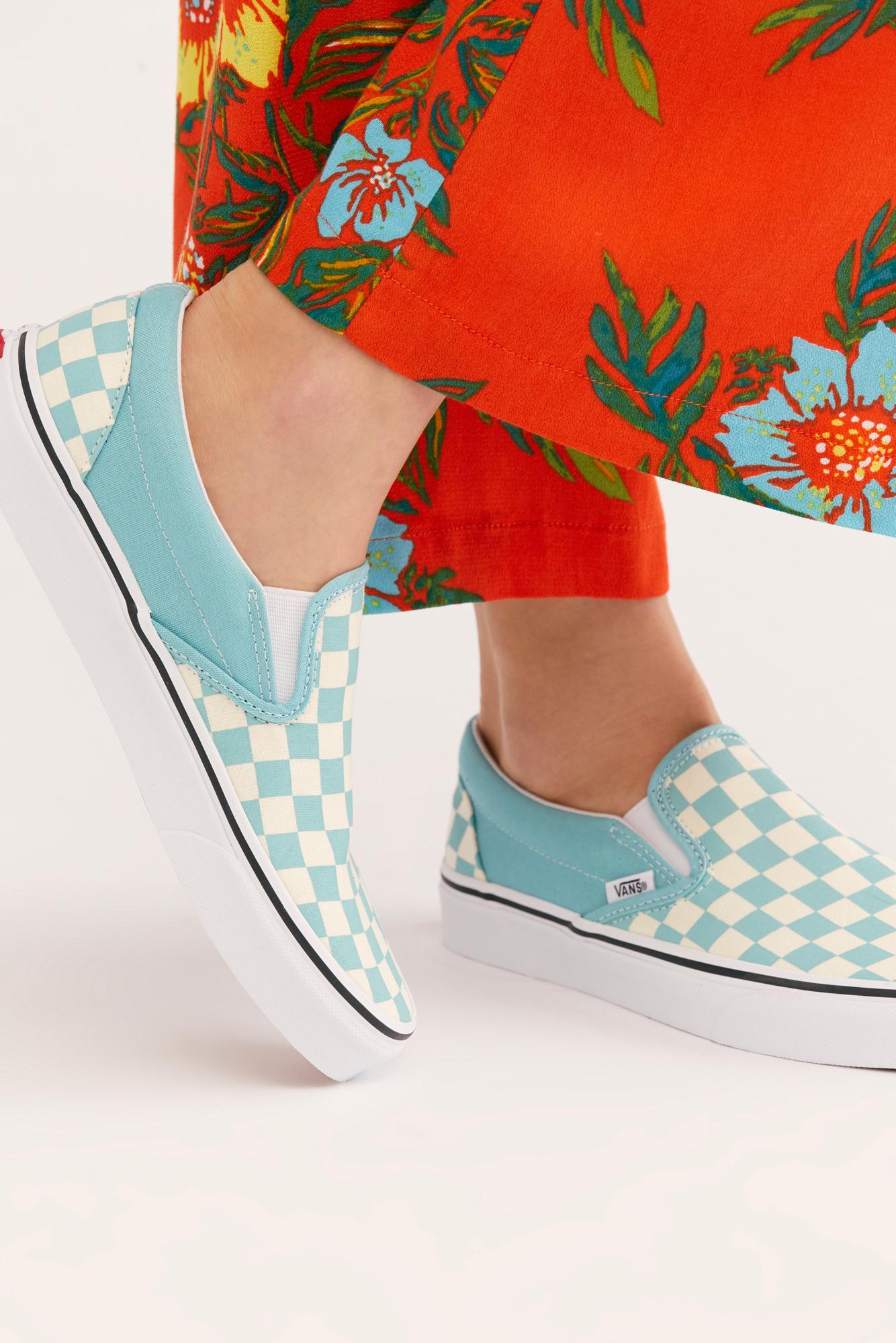 aqua haze checkered vans